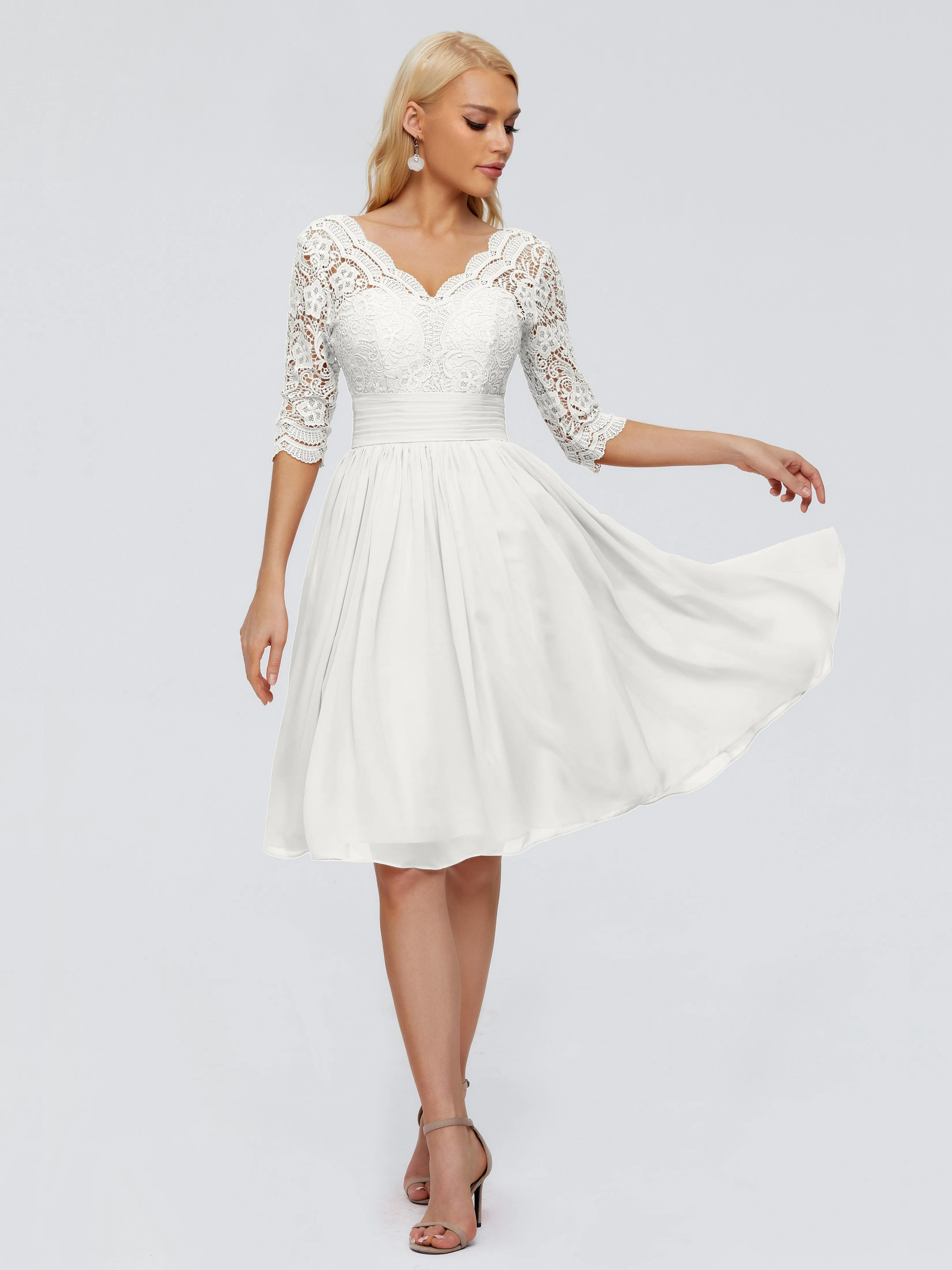 Jordyn Elegant V-neck Chiffon Mother of the Bride Dress With Lace