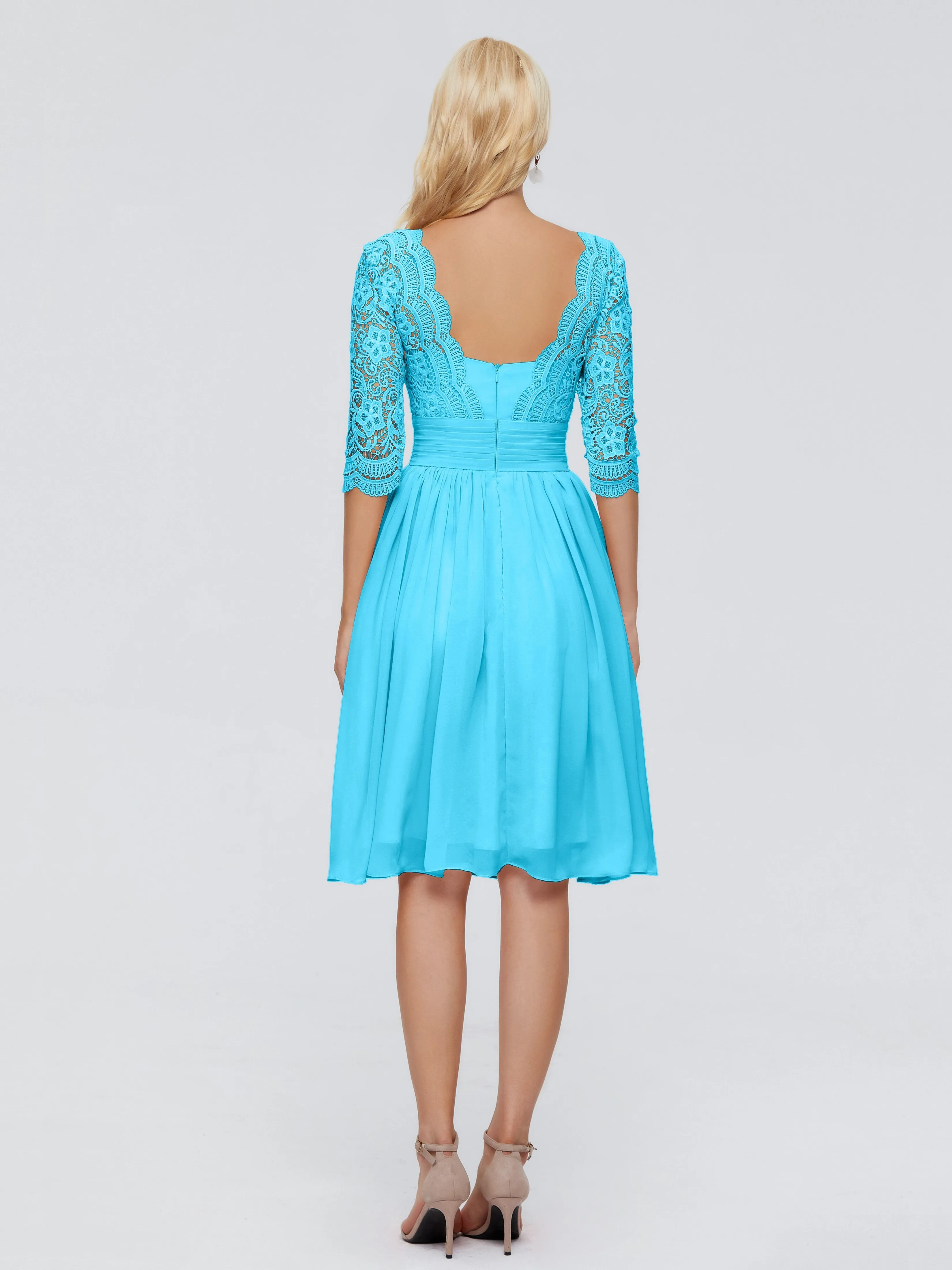 Jordyn Elegant V-neck Chiffon Mother of the Bride Dress With Lace