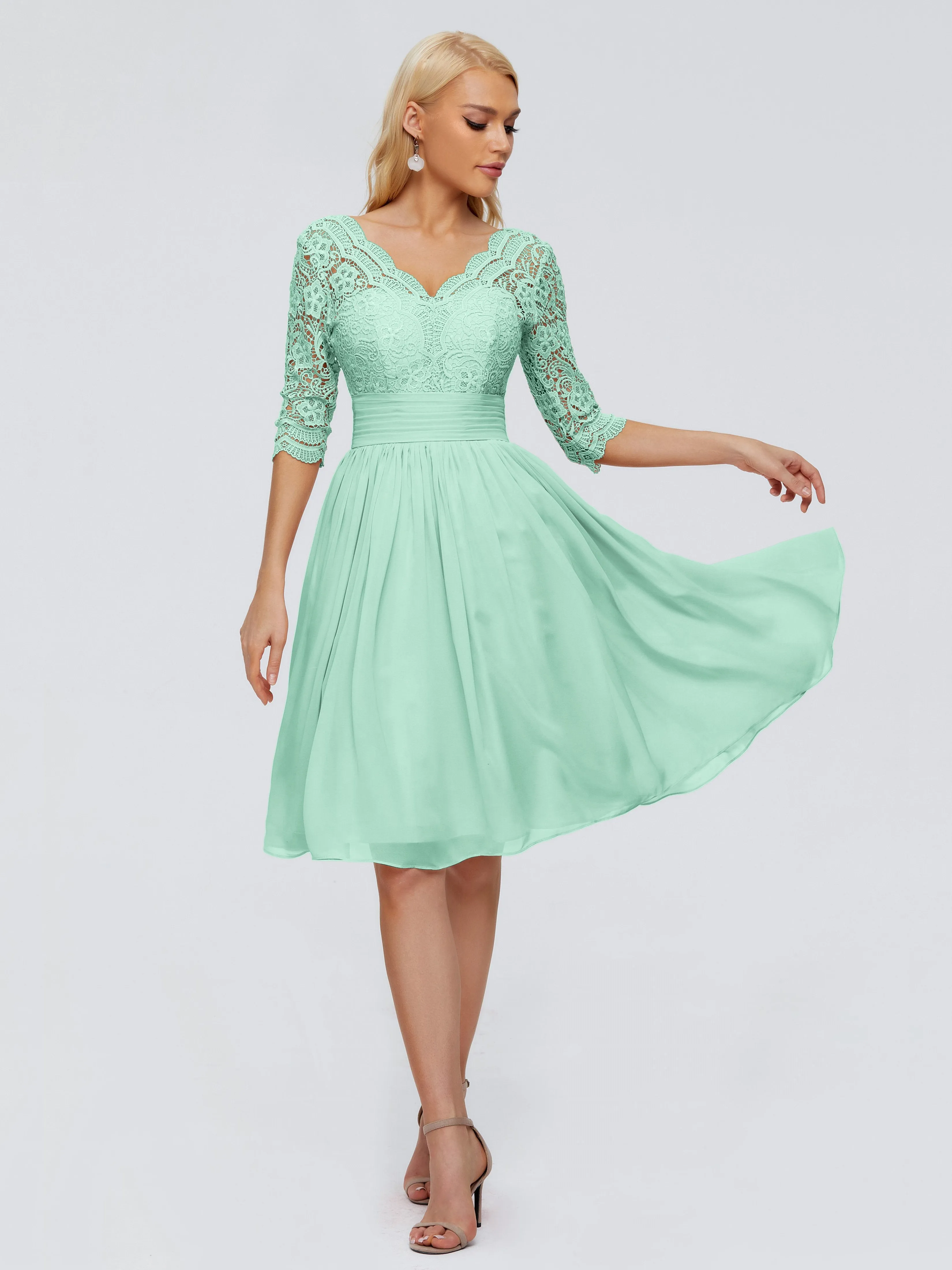 Jordyn Elegant V-neck Chiffon Mother of the Bride Dress With Lace