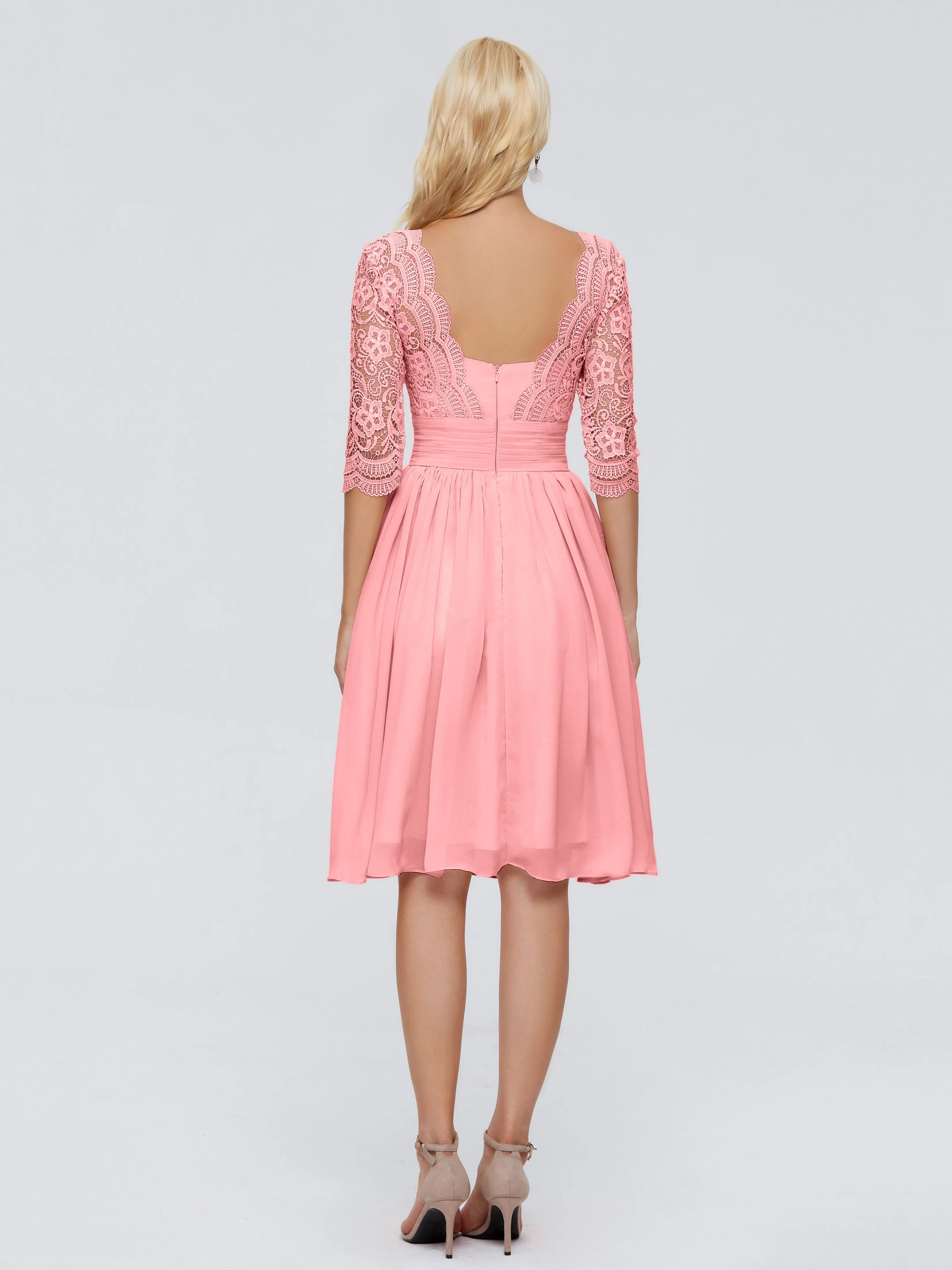 Jordyn Elegant V-neck Chiffon Mother of the Bride Dress With Lace