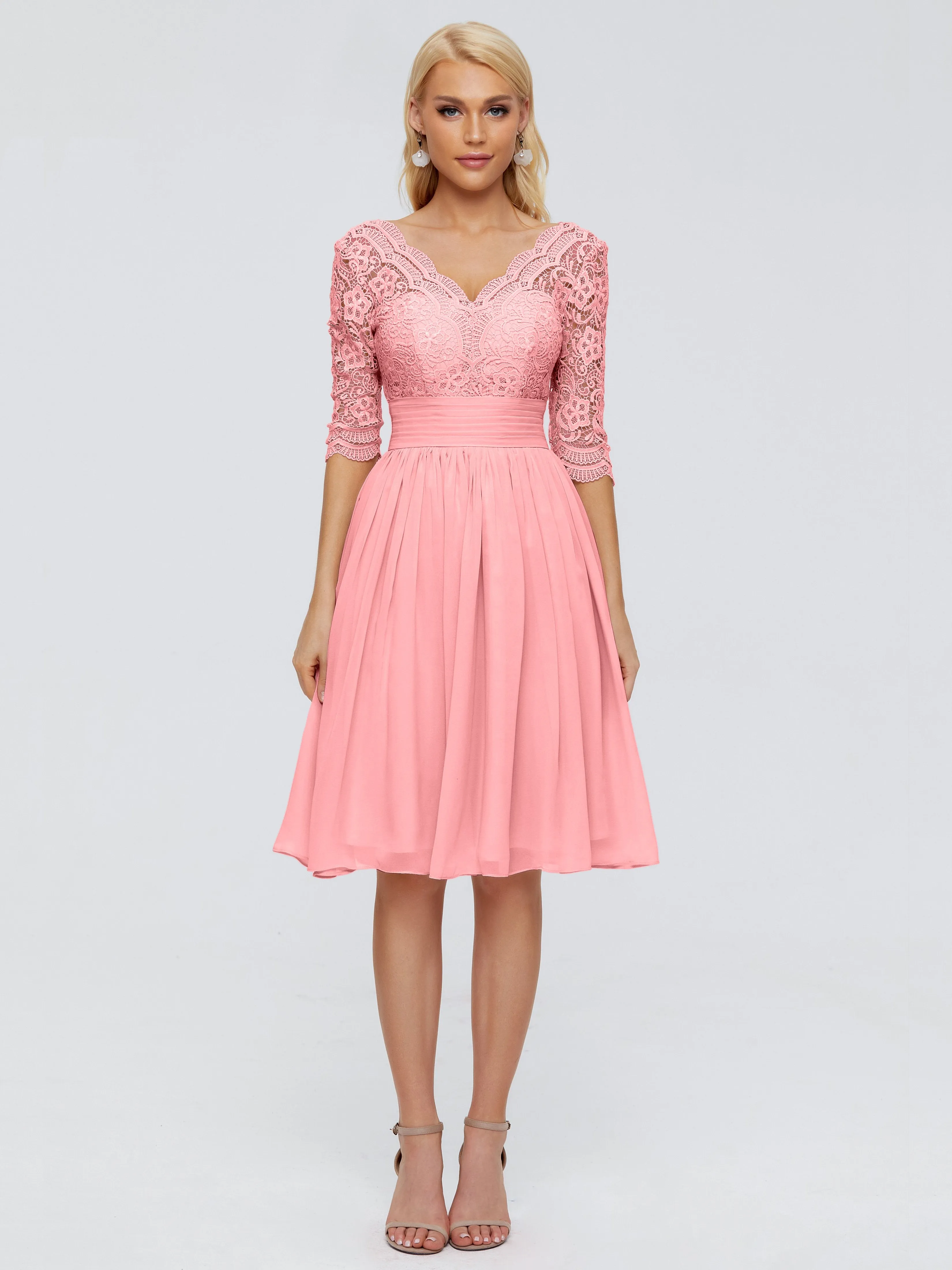 Jordyn Elegant V-neck Chiffon Mother of the Bride Dress With Lace