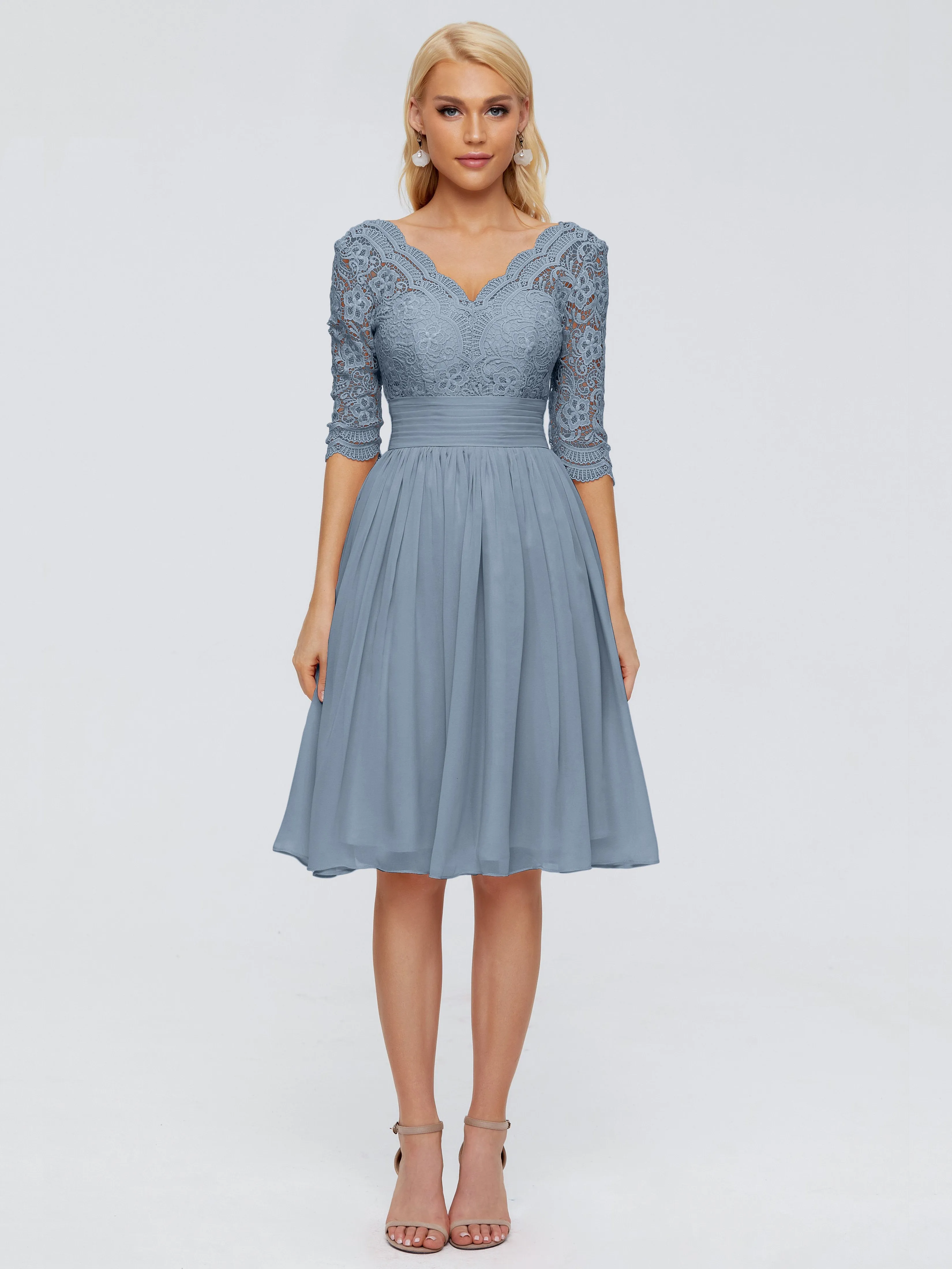 Jordyn Elegant V-neck Chiffon Mother of the Bride Dress With Lace