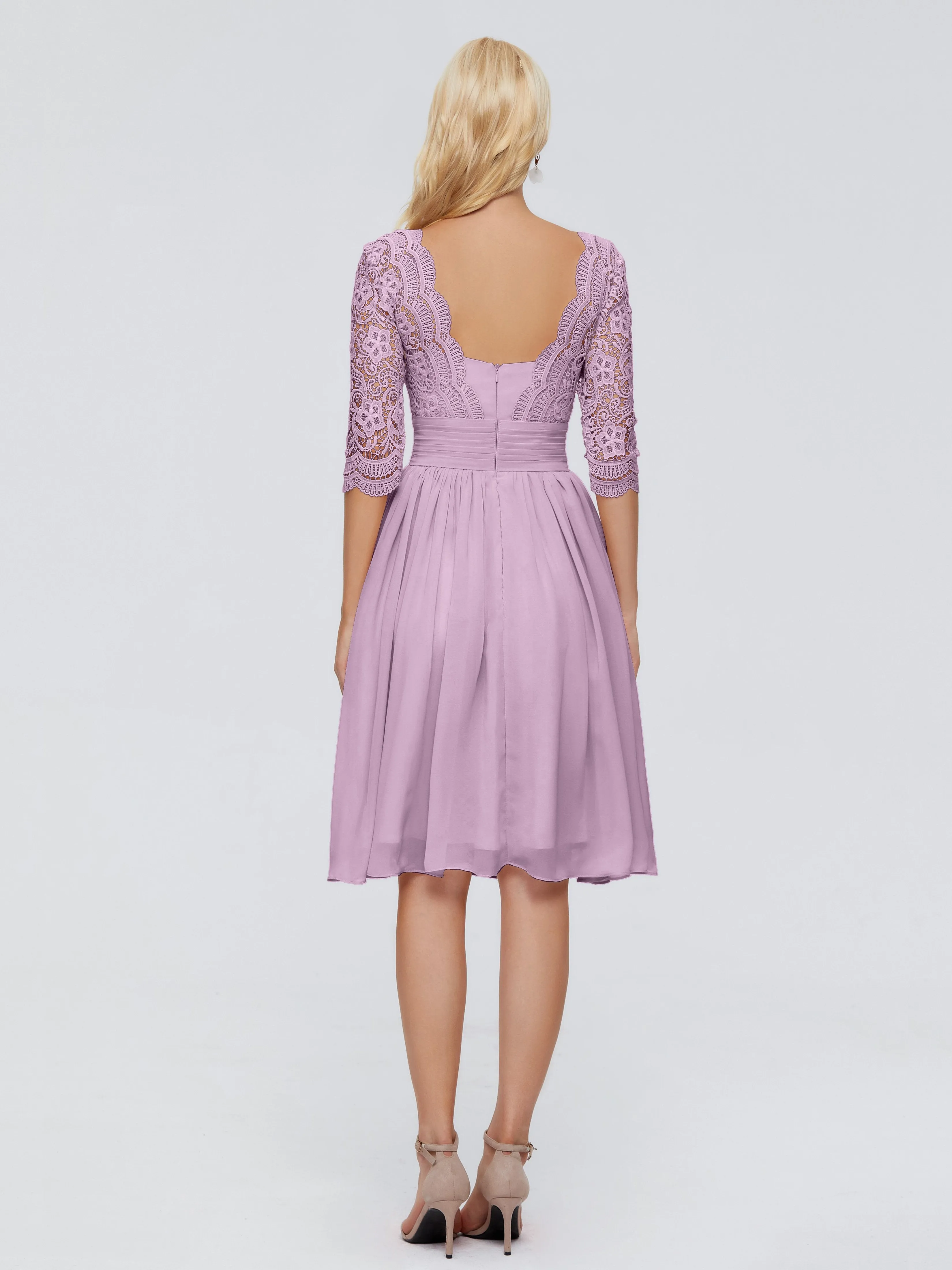 Jordyn Elegant V-neck Chiffon Mother of the Bride Dress With Lace