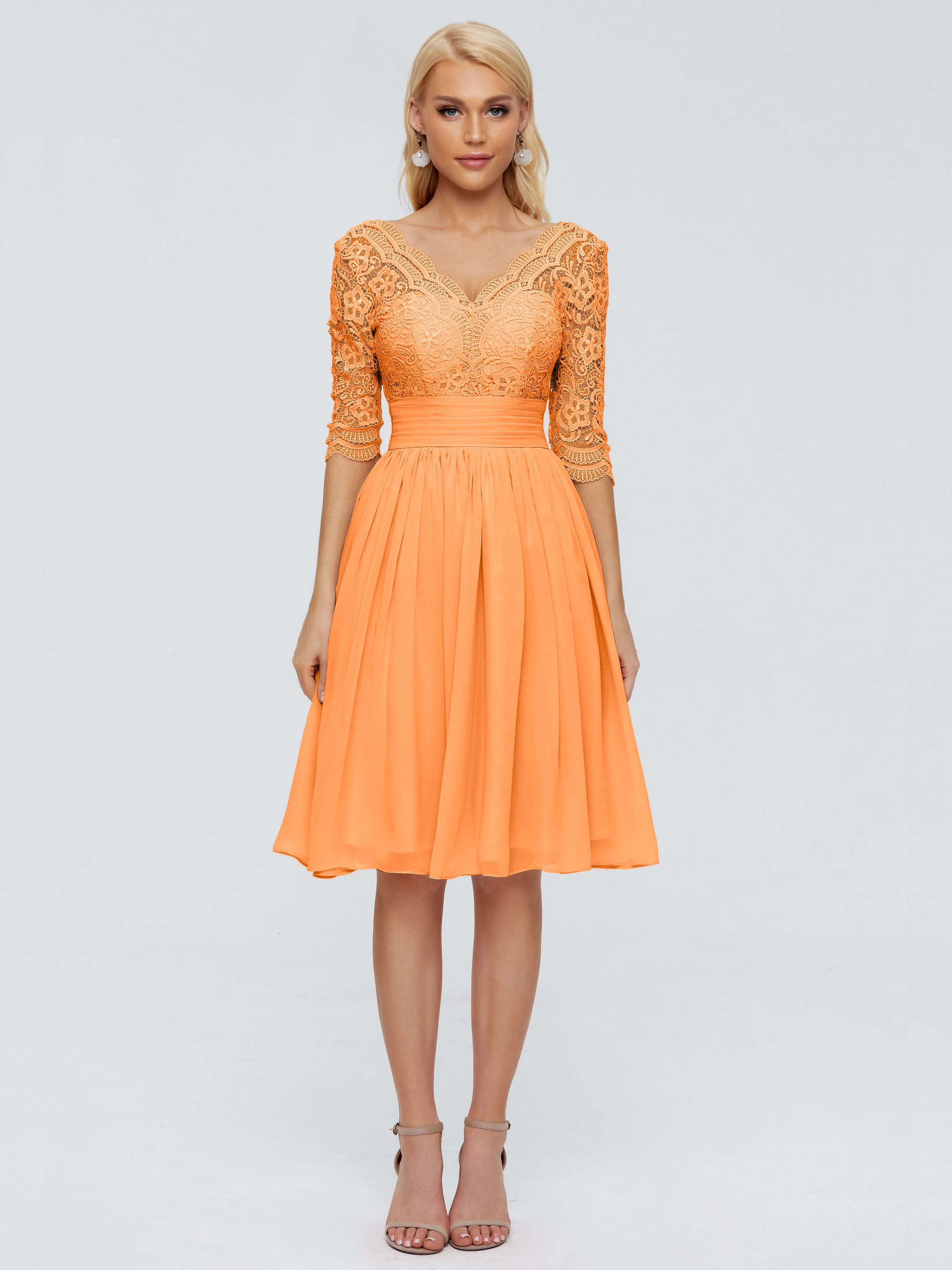 Jordyn Elegant V-neck Chiffon Mother of the Bride Dress With Lace