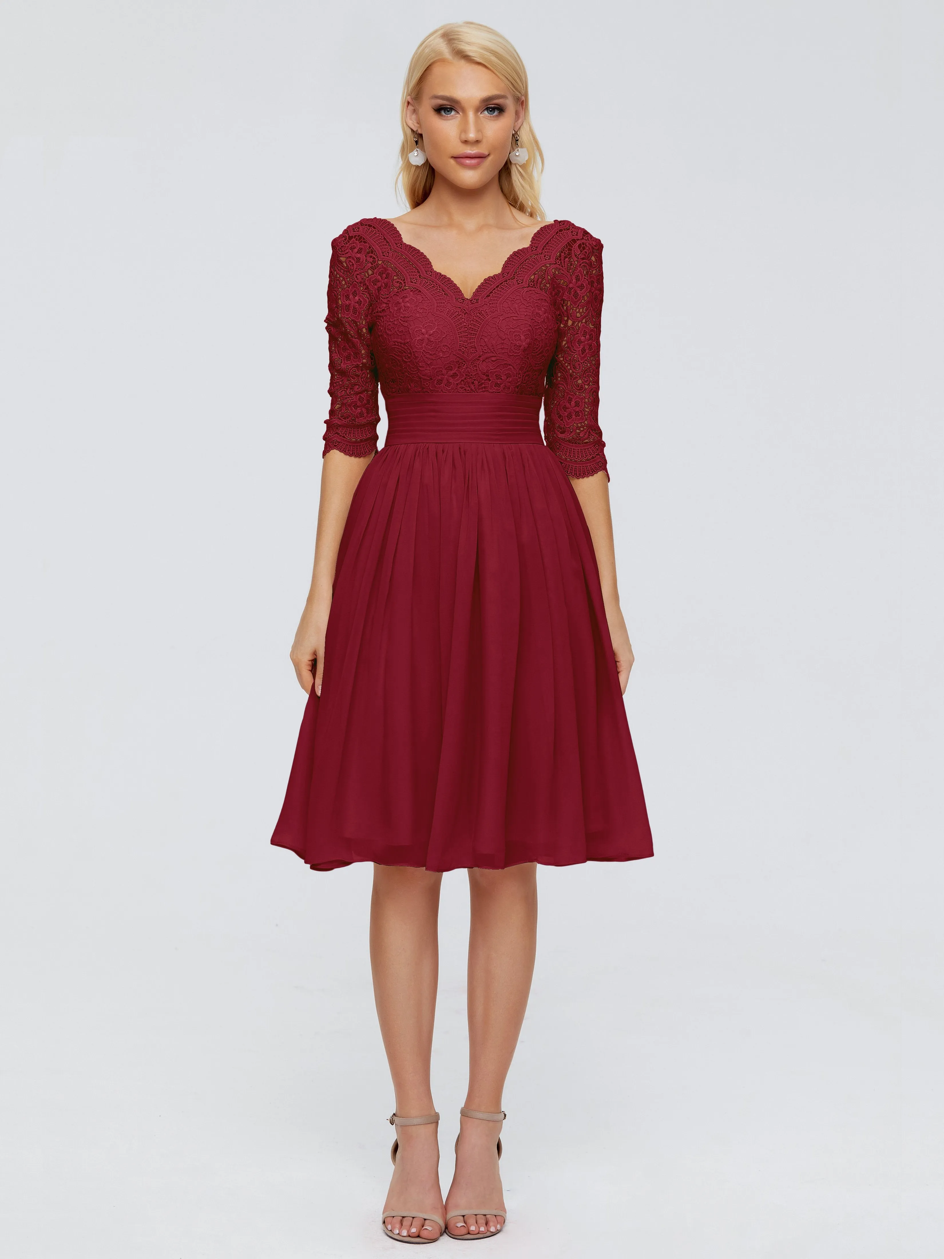 Jordyn Elegant V-neck Chiffon Mother of the Bride Dress With Lace