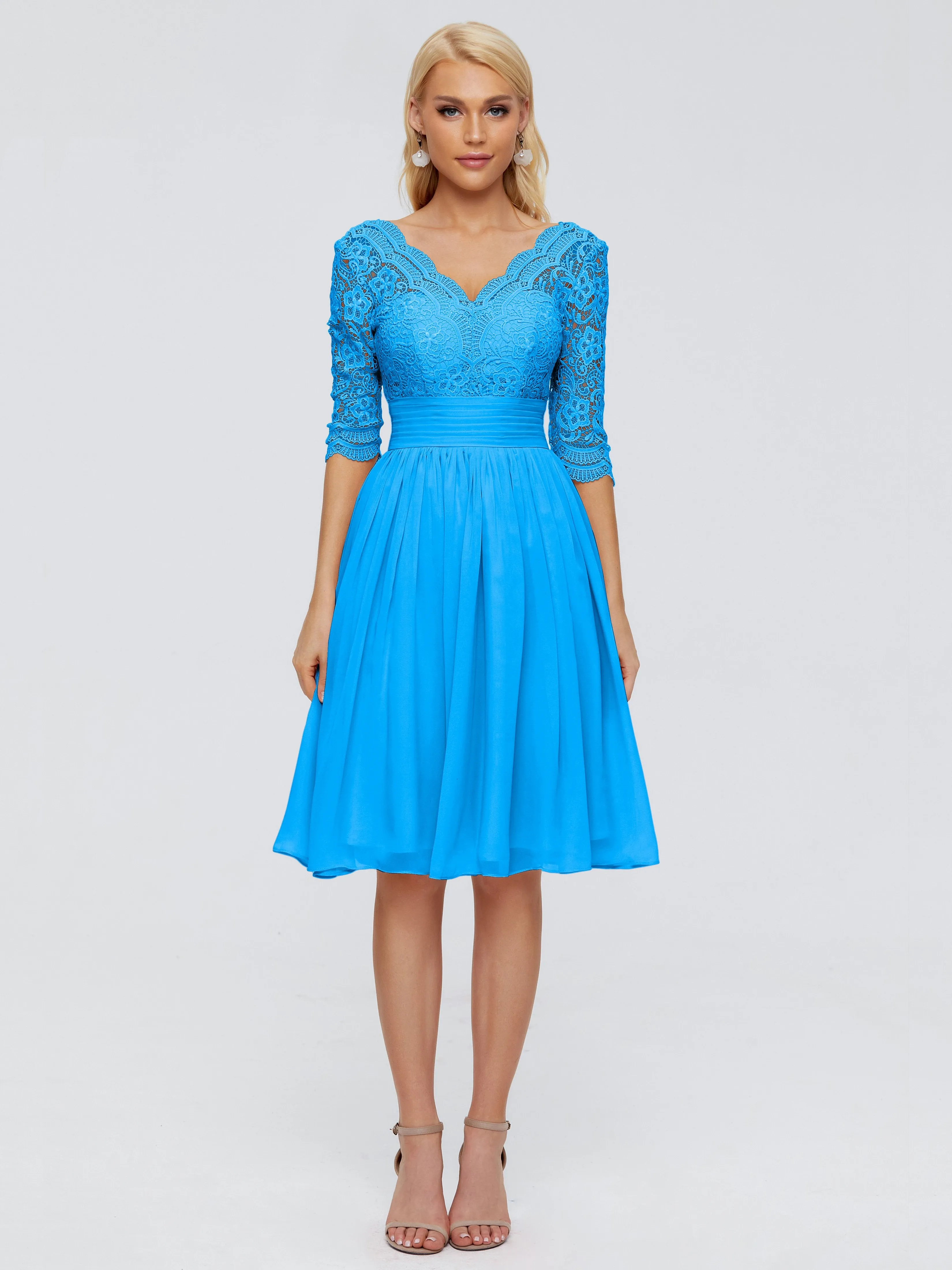 Jordyn Elegant V-neck Chiffon Mother of the Bride Dress With Lace