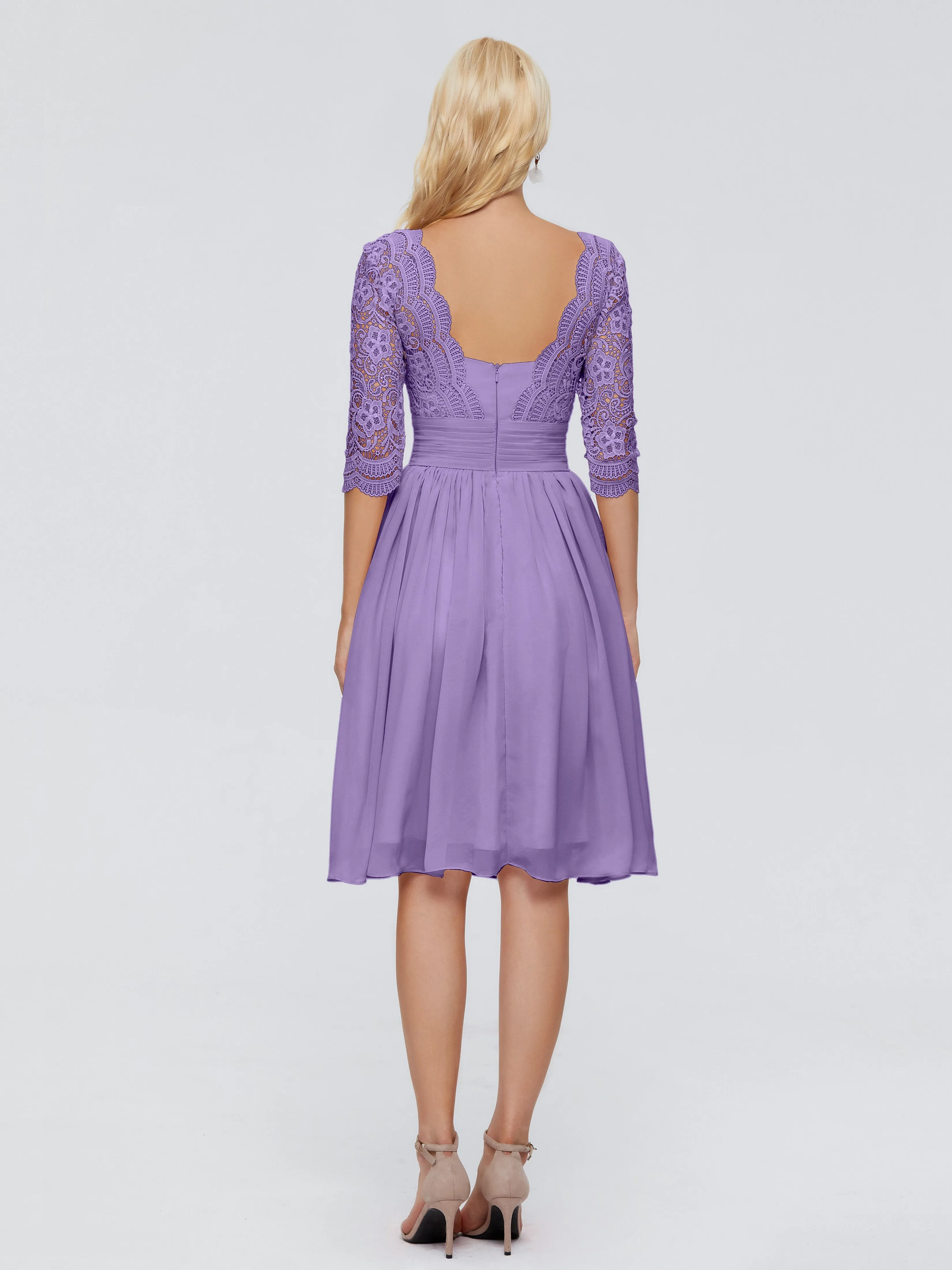 Jordyn Elegant V-neck Chiffon Mother of the Bride Dress With Lace