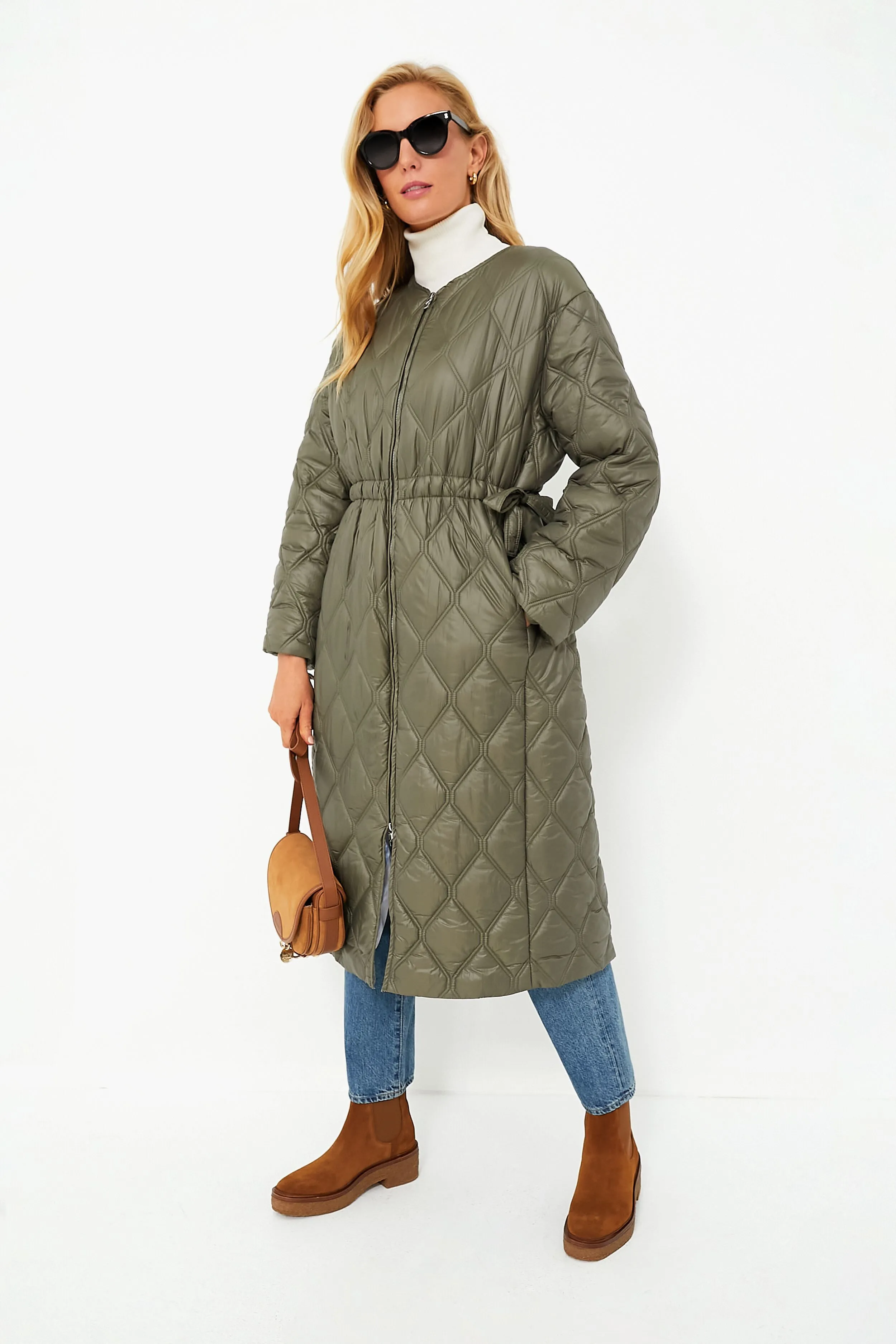 Kalamata Shiny Quilt Long Coat