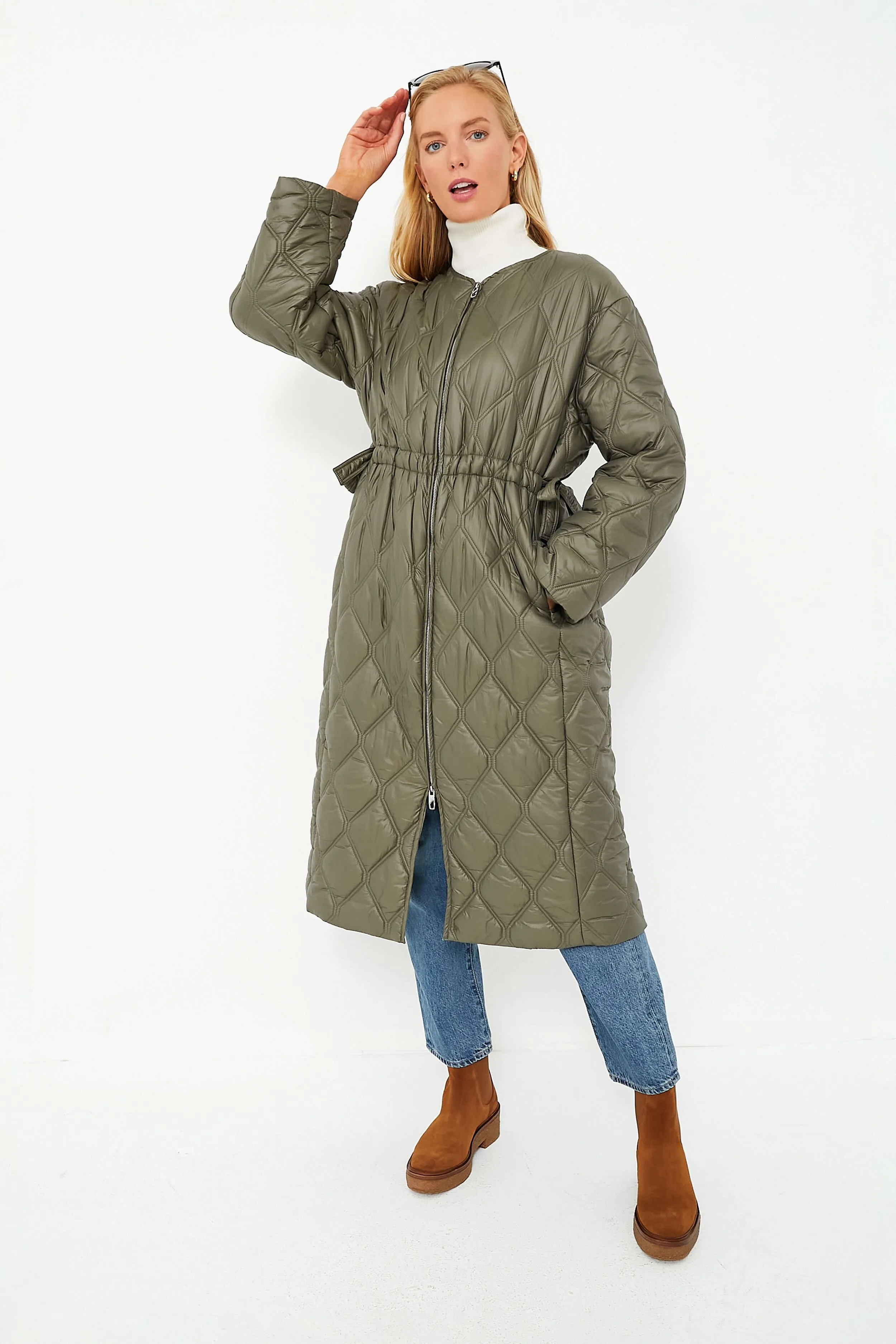 Kalamata Shiny Quilt Long Coat