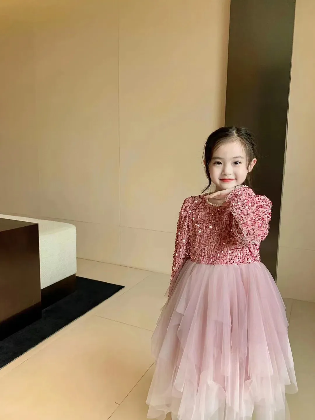 Kids Girl Dresses Girl's Dancewear Autumn Winter Girl Cosplay Costumes Handwork Luxurious Sequins Princess