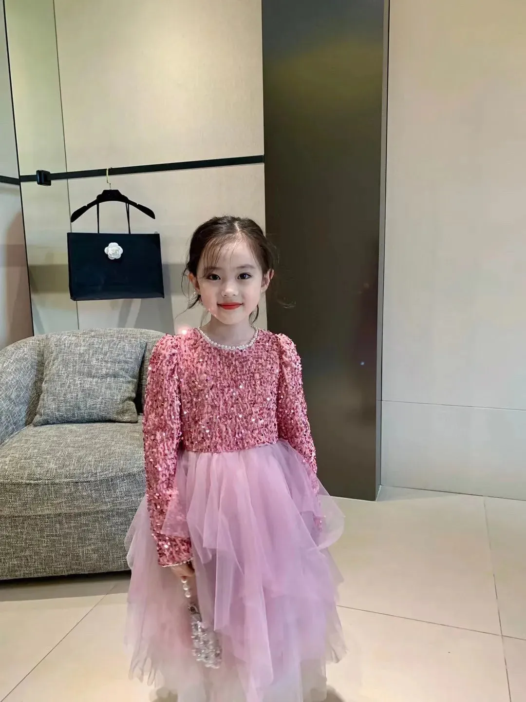 Kids Girl Dresses Girl's Dancewear Autumn Winter Girl Cosplay Costumes Handwork Luxurious Sequins Princess