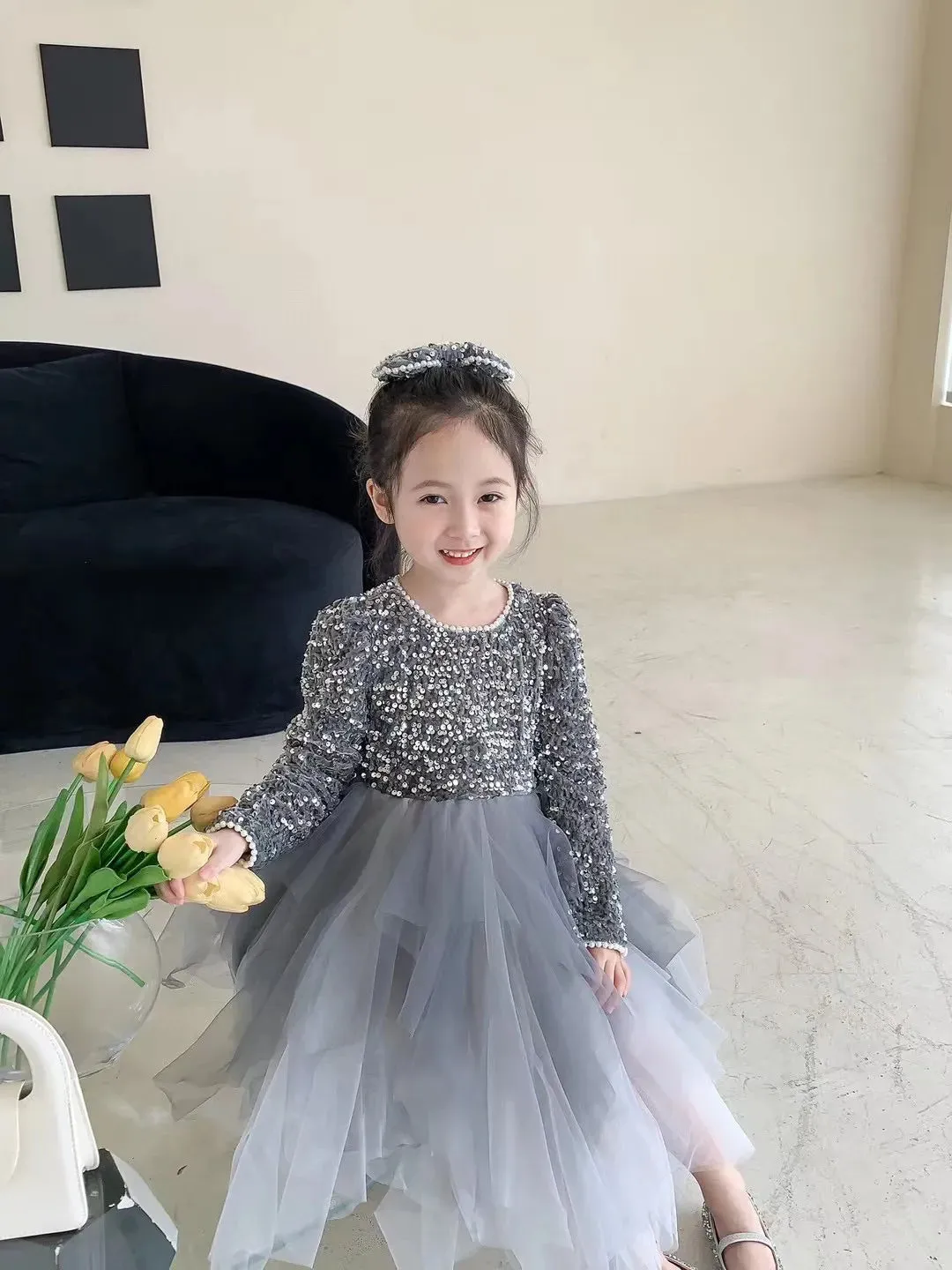 Kids Girl Dresses Girl's Dancewear Autumn Winter Girl Cosplay Costumes Handwork Luxurious Sequins Princess