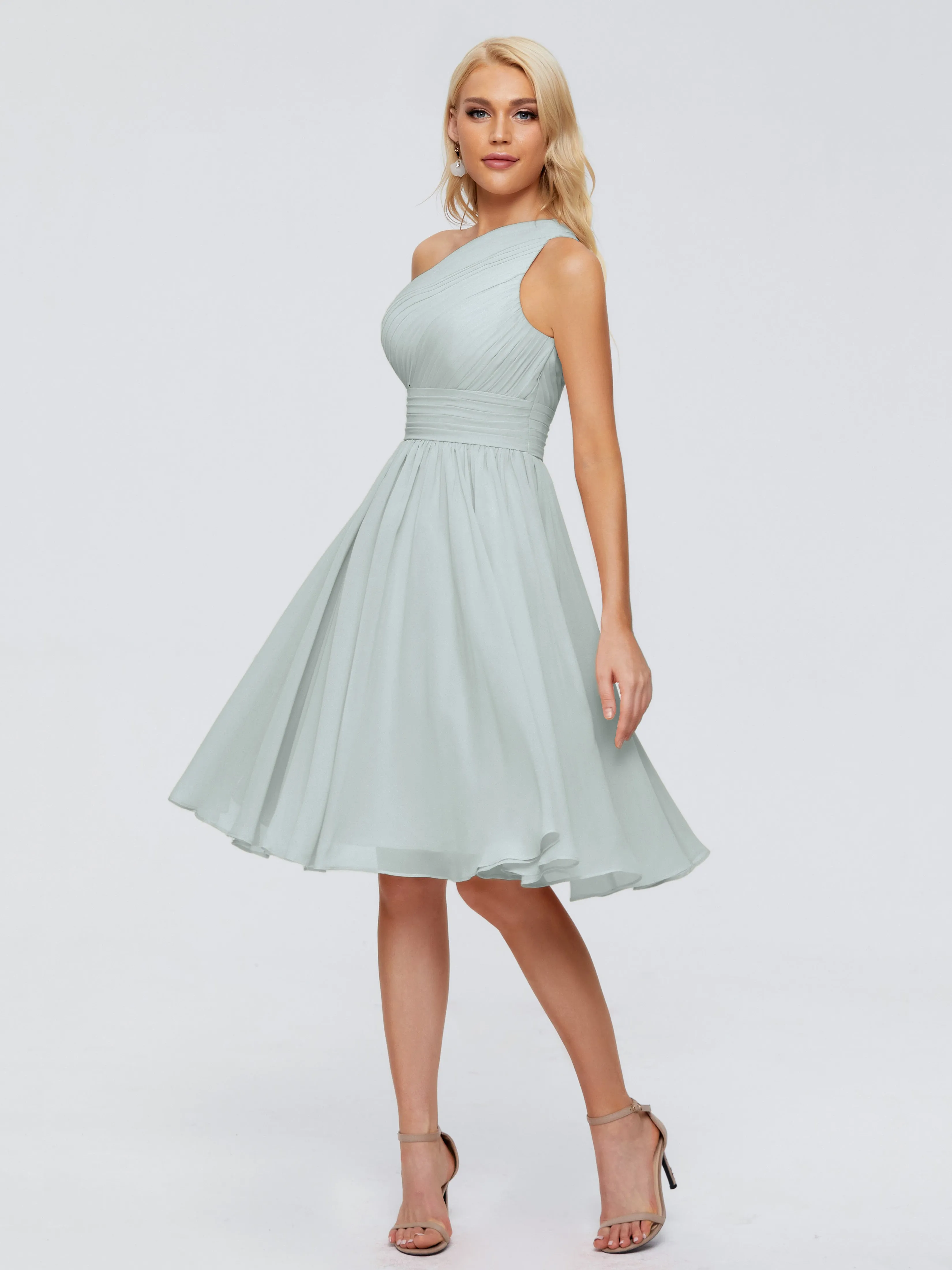 Kimberly Simple One Shoulder Short Bridesmaid Dresses