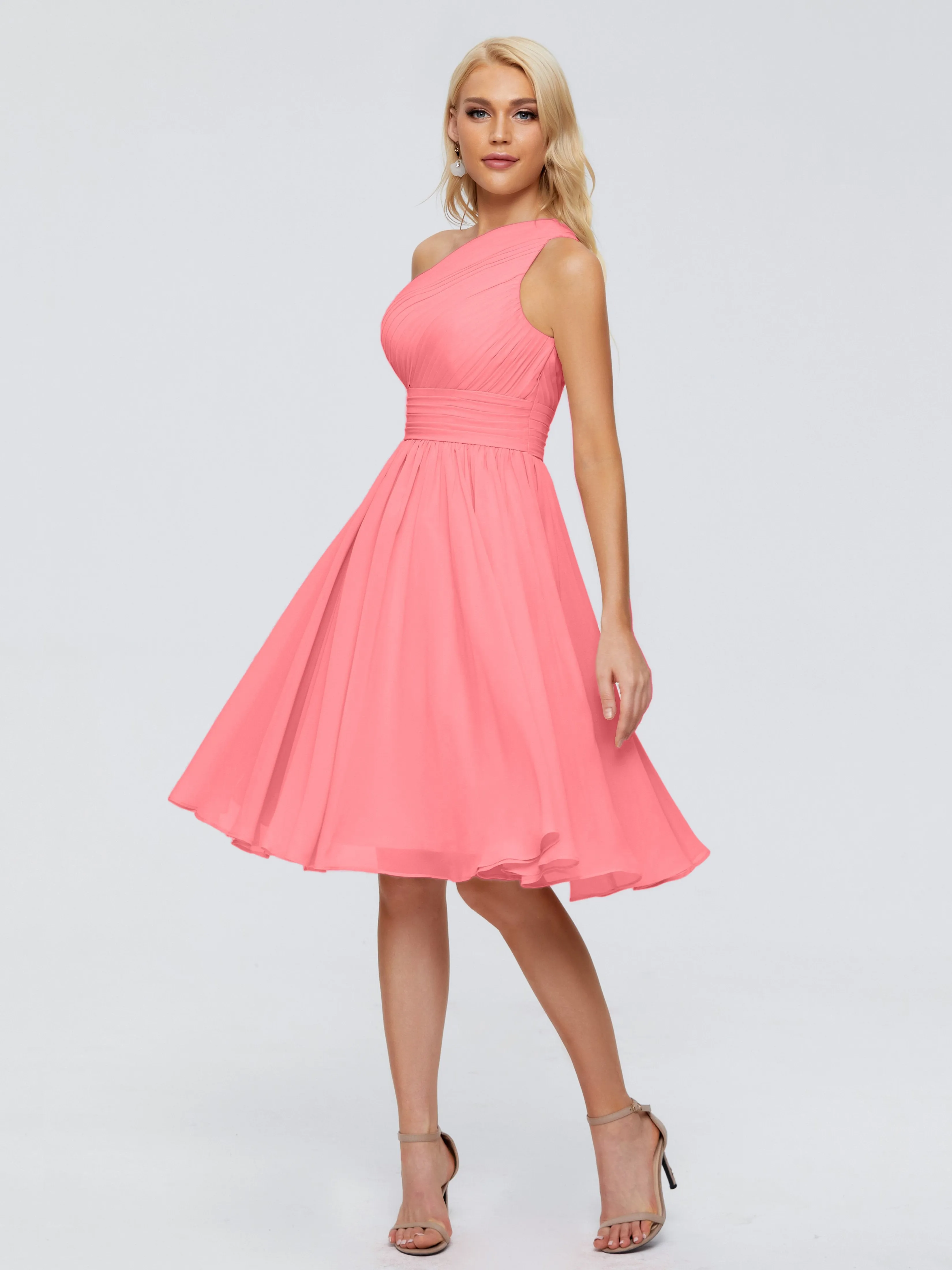 Kimberly Simple One Shoulder Short Bridesmaid Dresses