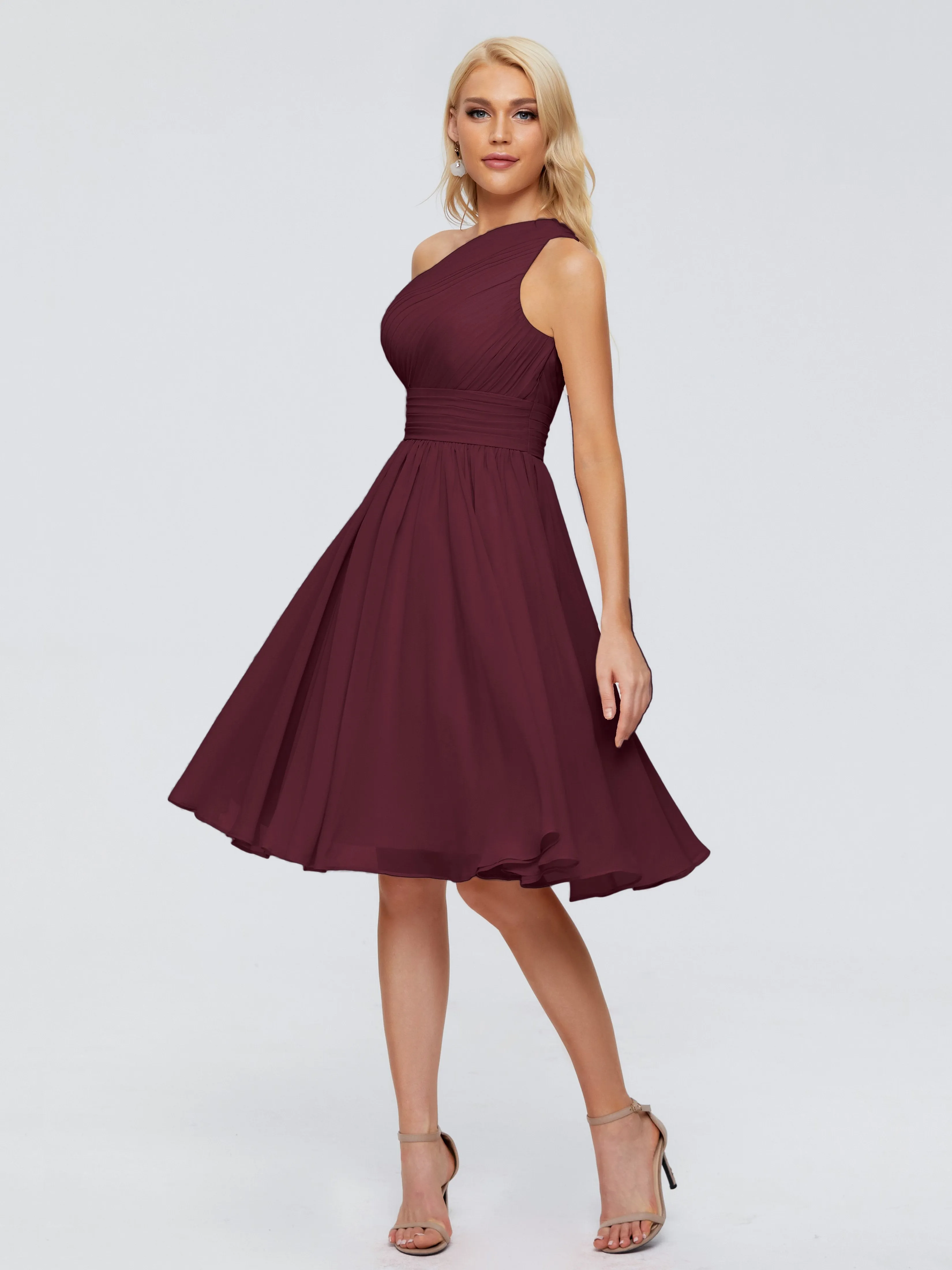 Kimberly Simple One Shoulder Short Bridesmaid Dresses