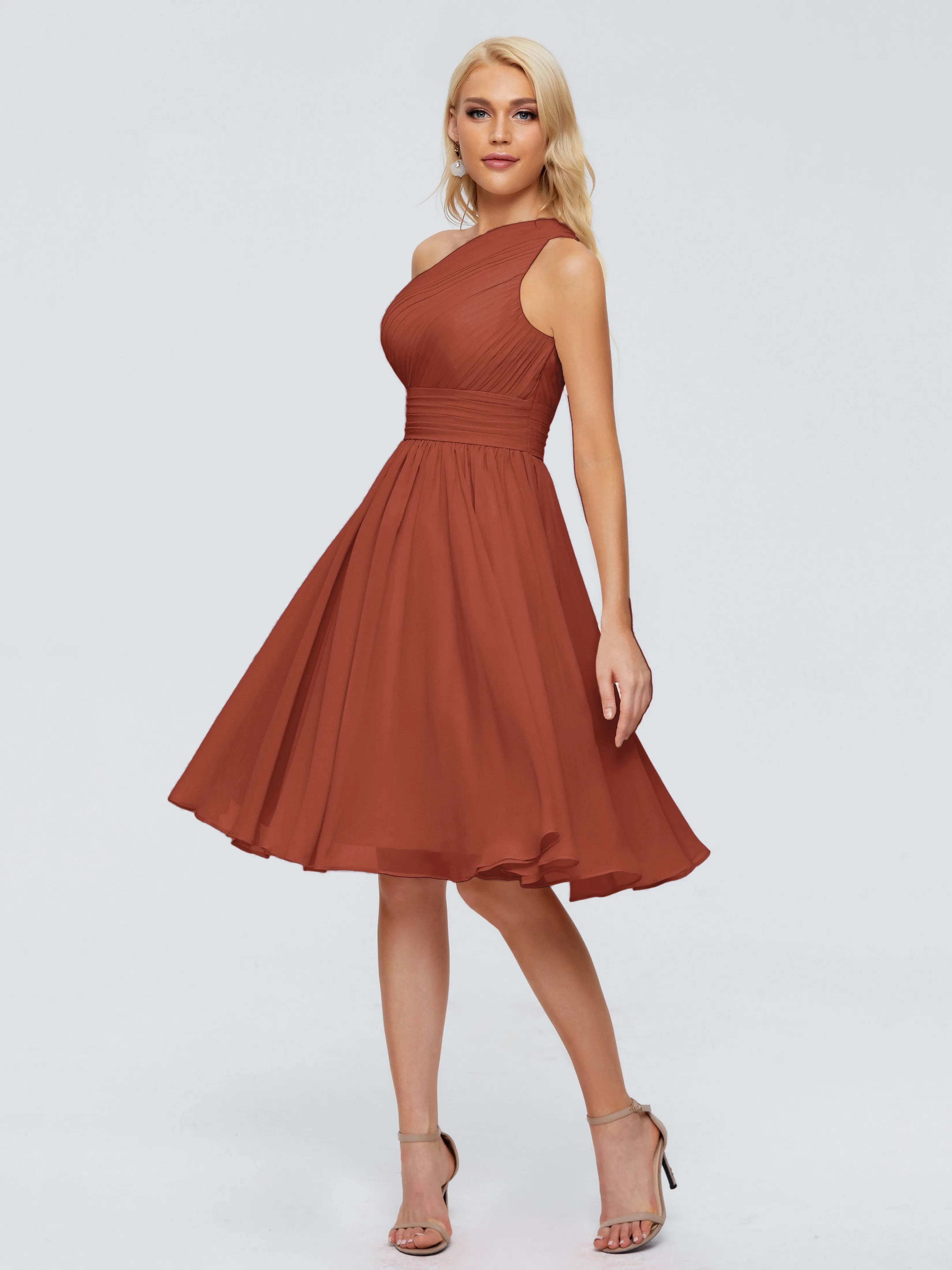 Kimberly Simple One Shoulder Short Bridesmaid Dresses