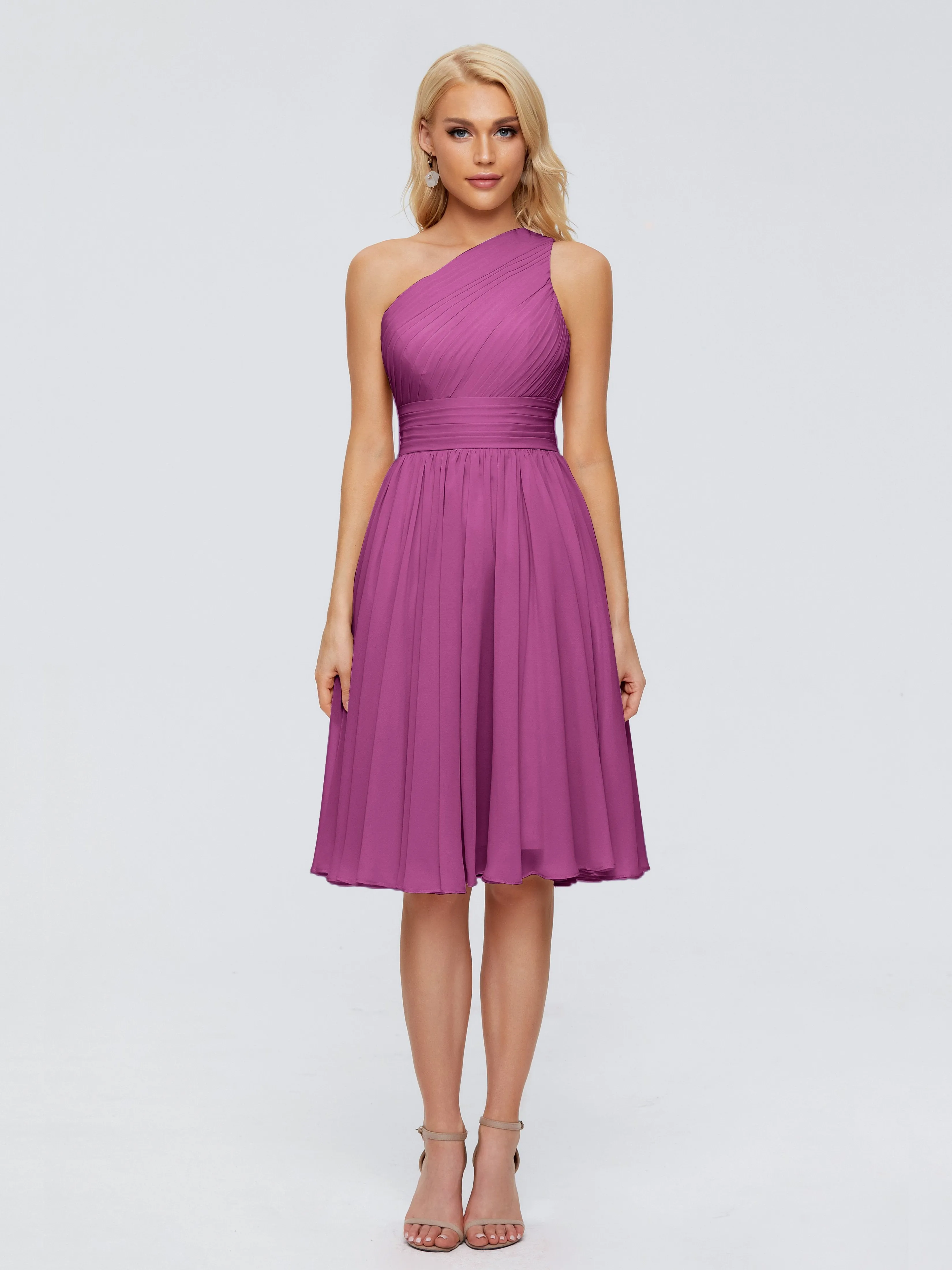 Kimberly Simple One Shoulder Short Bridesmaid Dresses