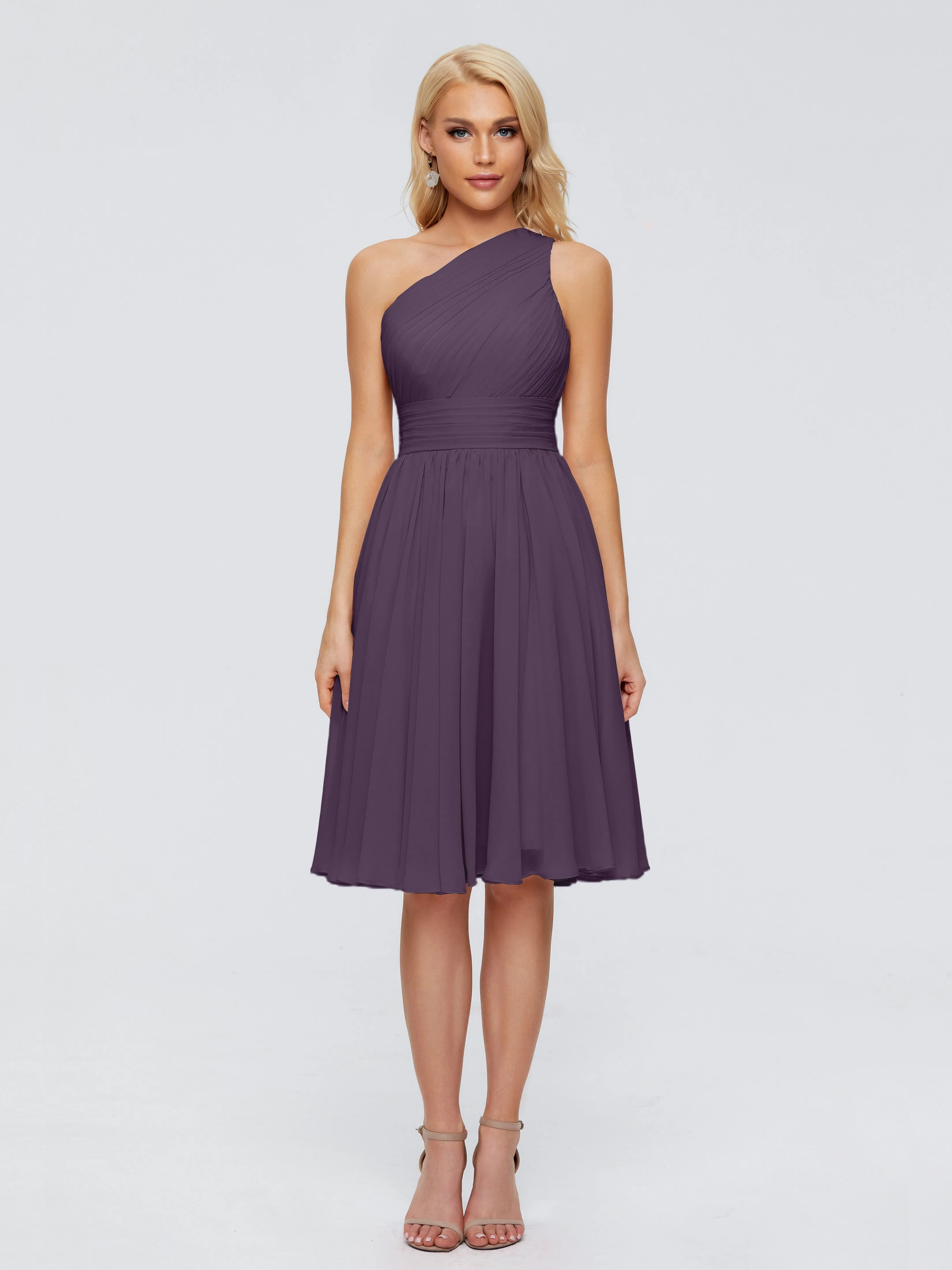 Kimberly Simple One Shoulder Short Bridesmaid Dresses