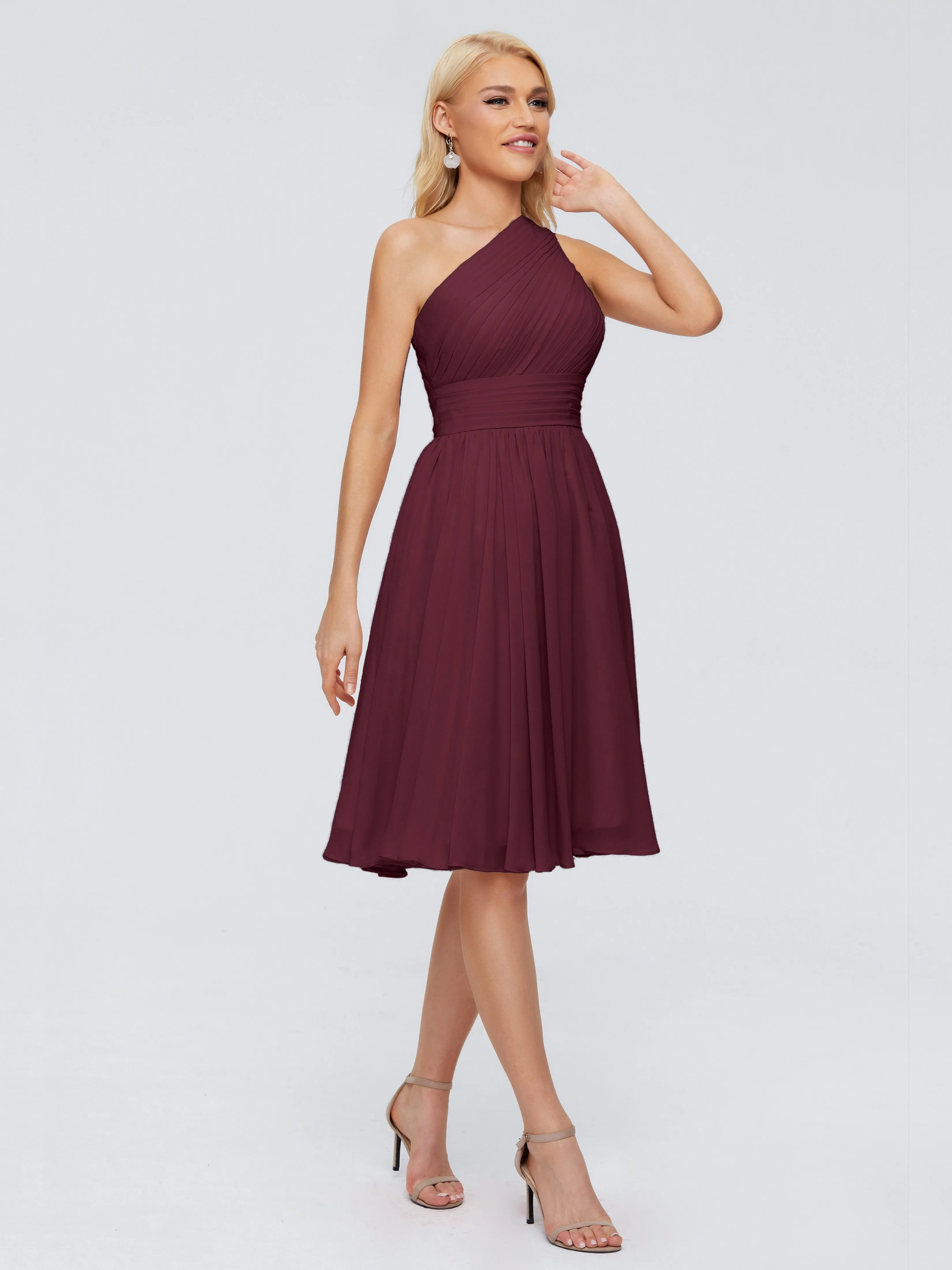 Kimberly Simple One Shoulder Short Bridesmaid Dresses