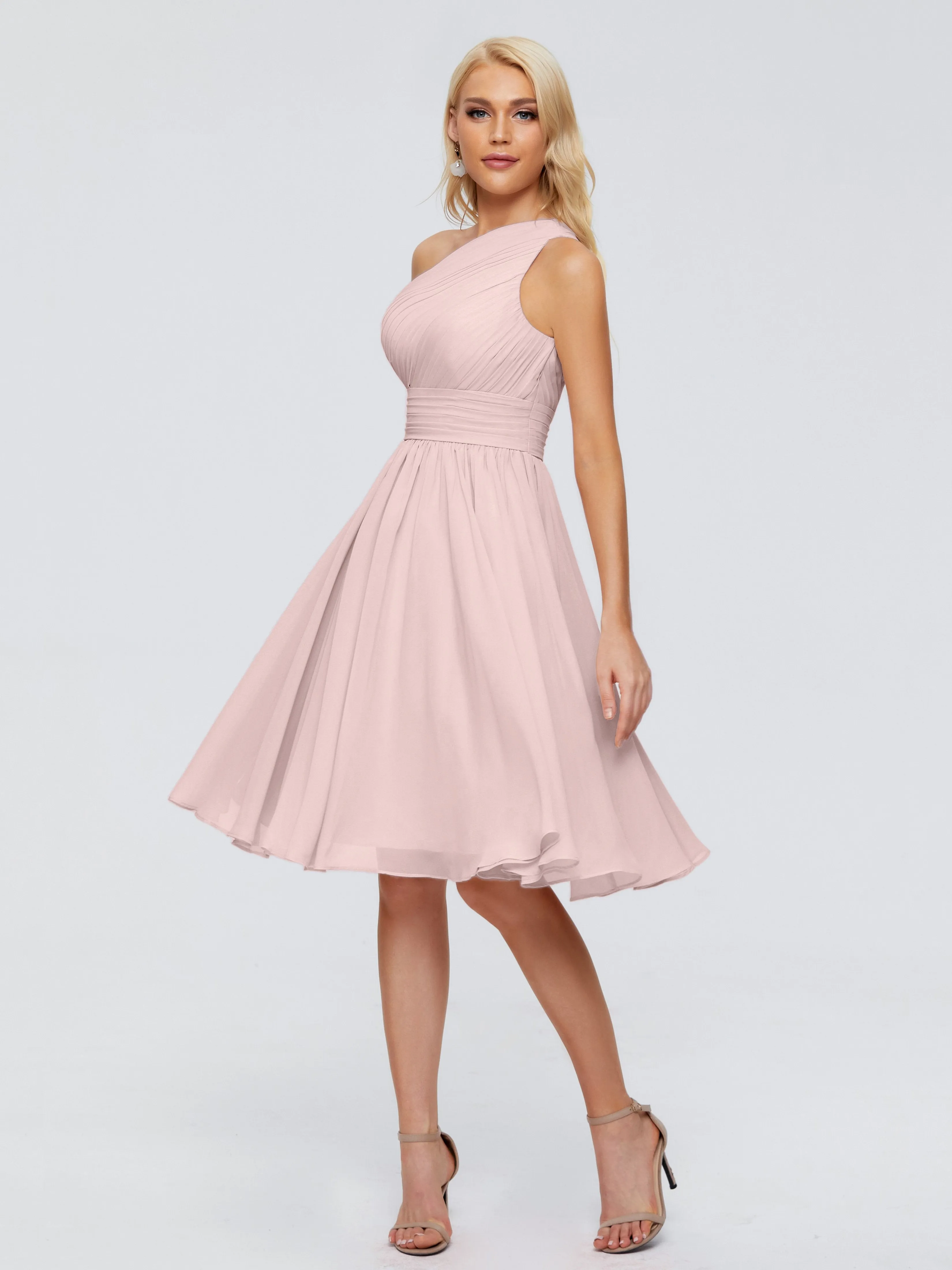 Kimberly Simple One Shoulder Short Bridesmaid Dresses