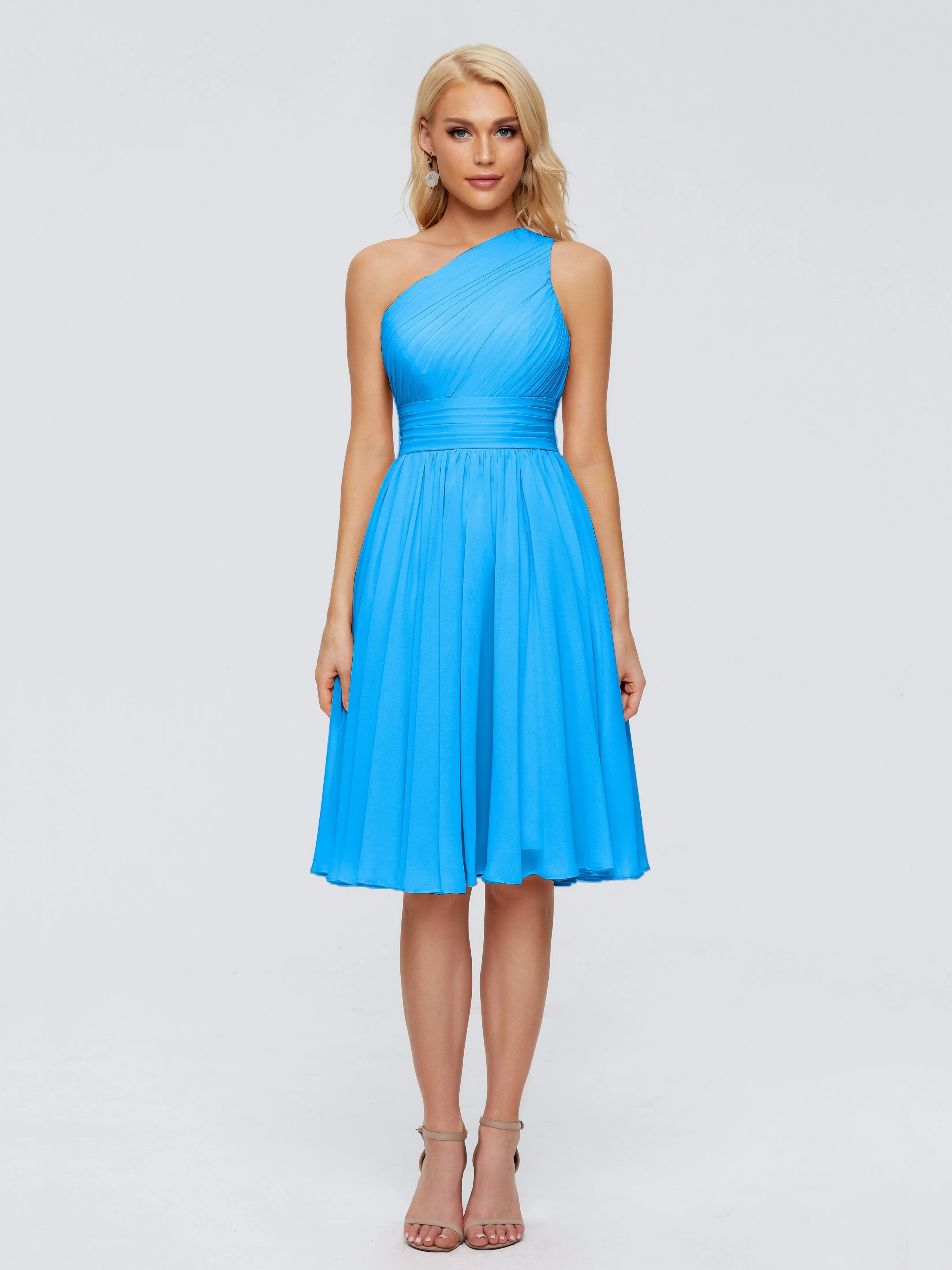 Kimberly Simple One Shoulder Short Bridesmaid Dresses