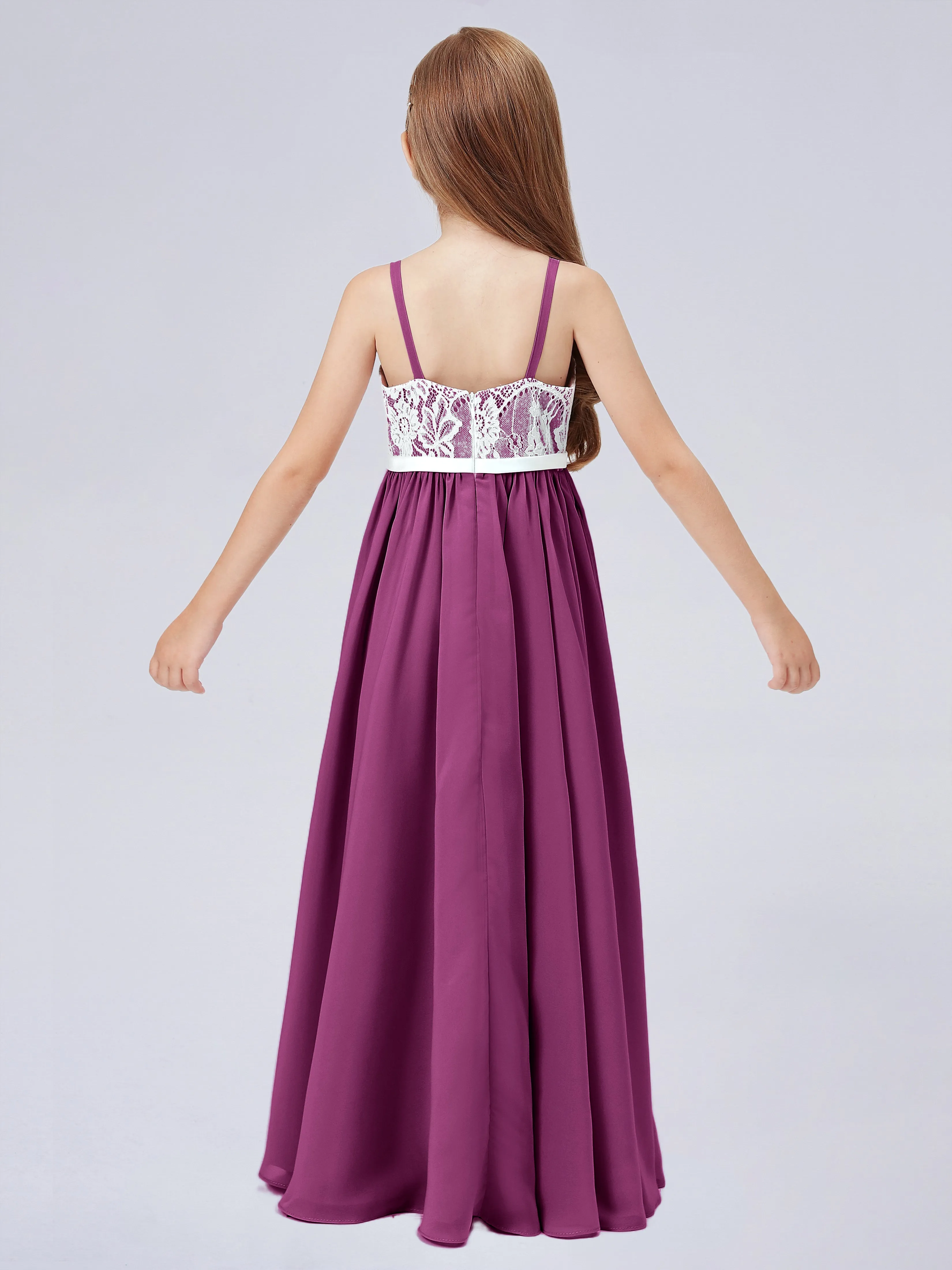 Lace Junior Bridesmaid Dress with Spaghetti Straps