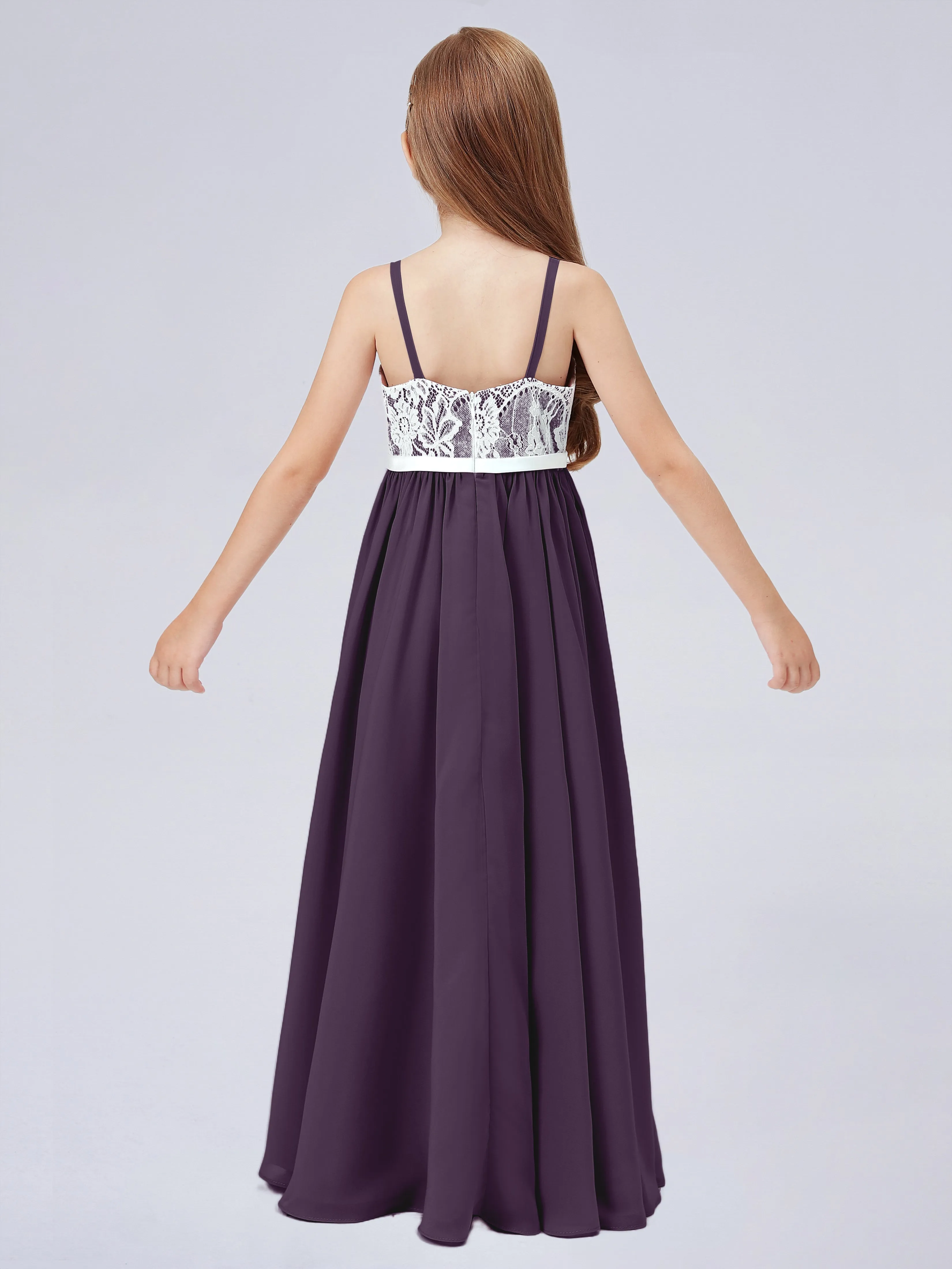 Lace Junior Bridesmaid Dress with Spaghetti Straps