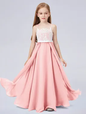 Lace Junior Bridesmaid Dress with Spaghetti Straps