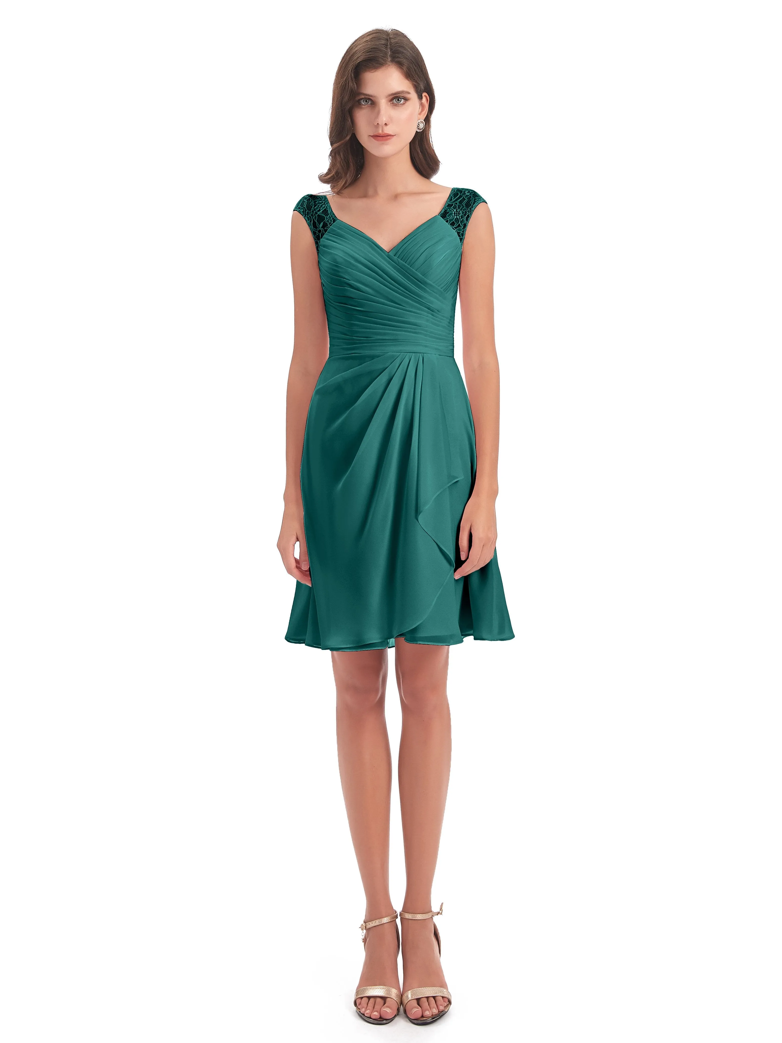 Lace/Chiffon A-line Short Bridesmaid Dresses