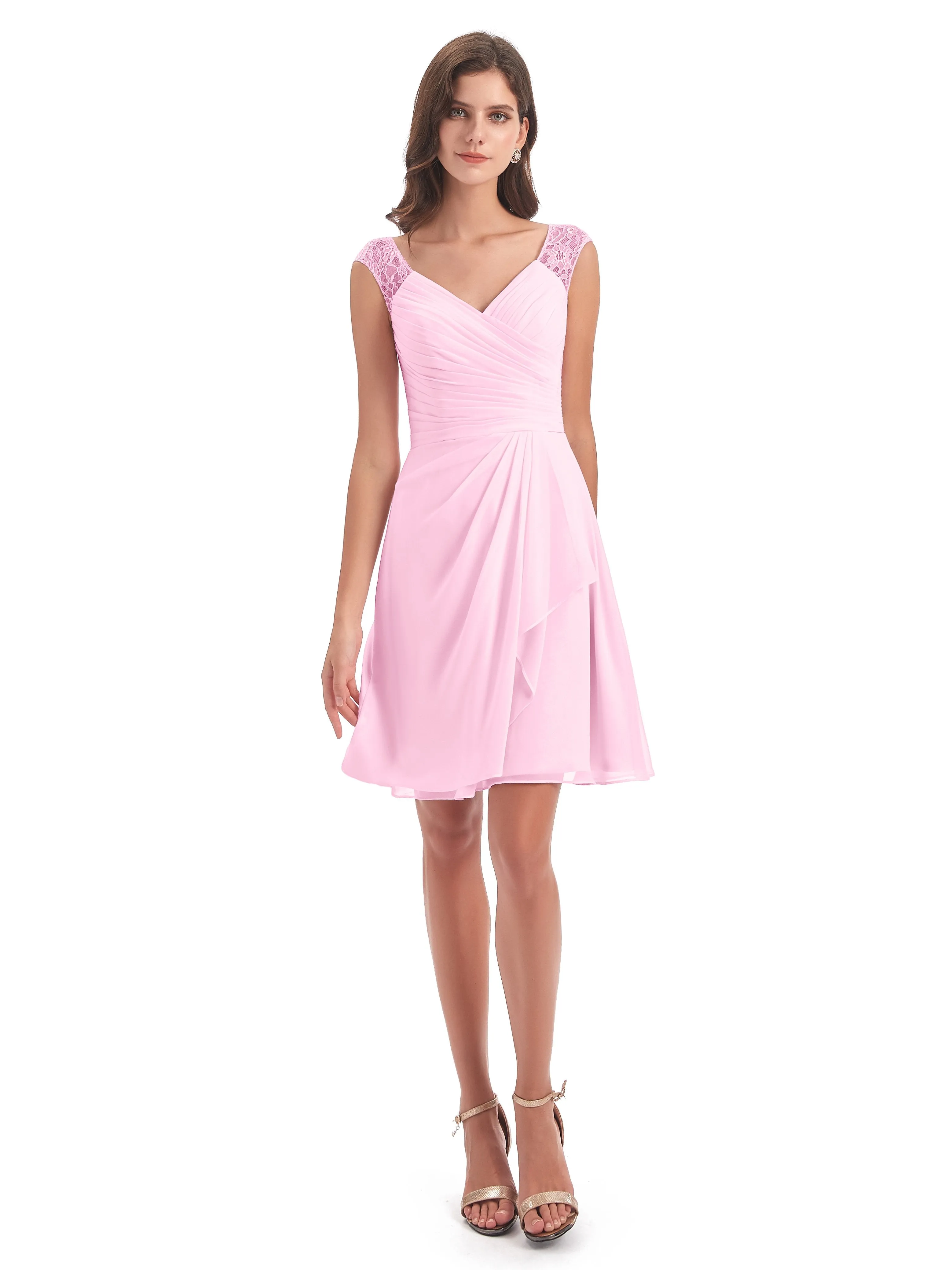 Lace/Chiffon A-line Short Bridesmaid Dresses