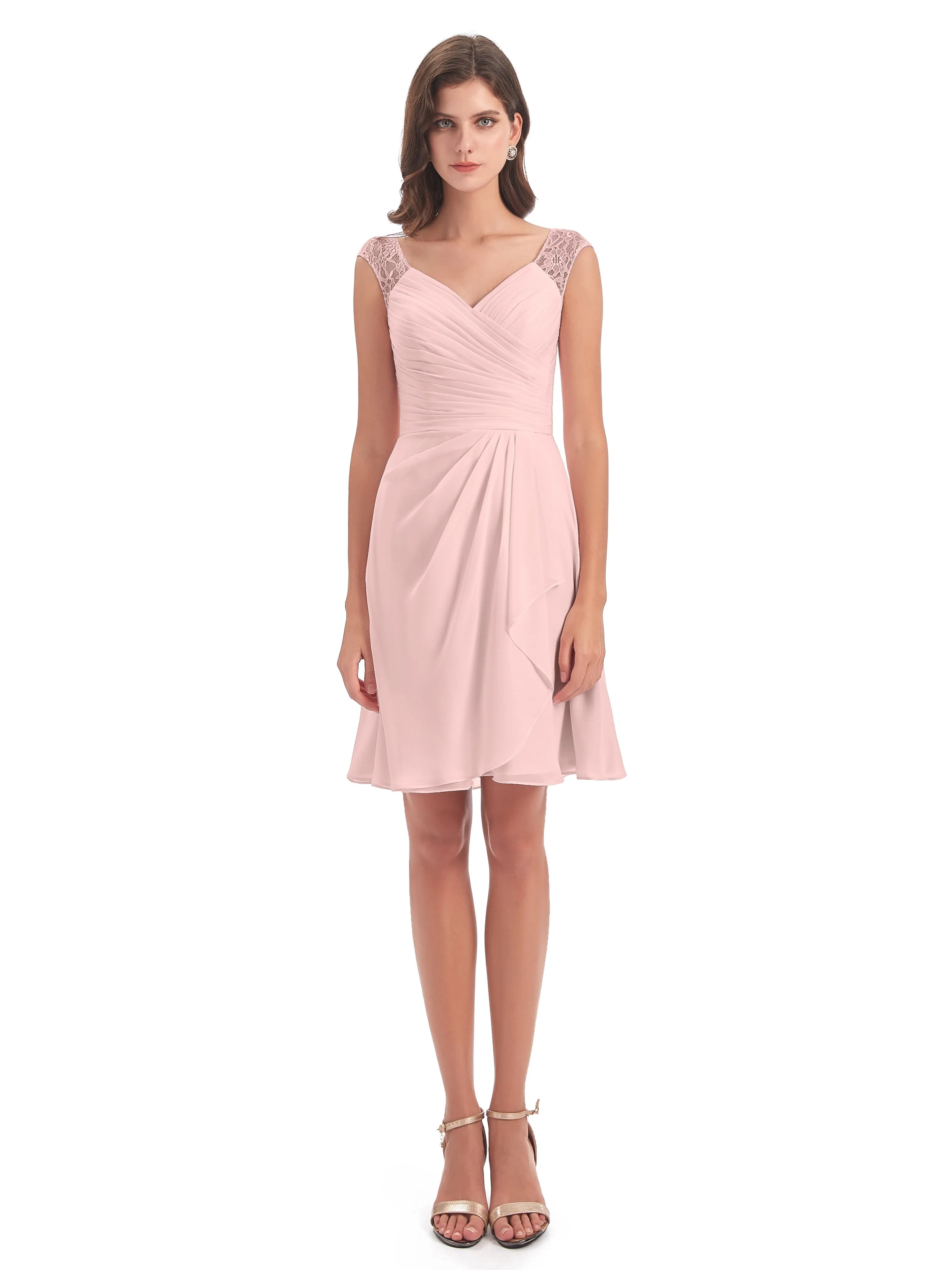 Lace/Chiffon A-line Short Bridesmaid Dresses