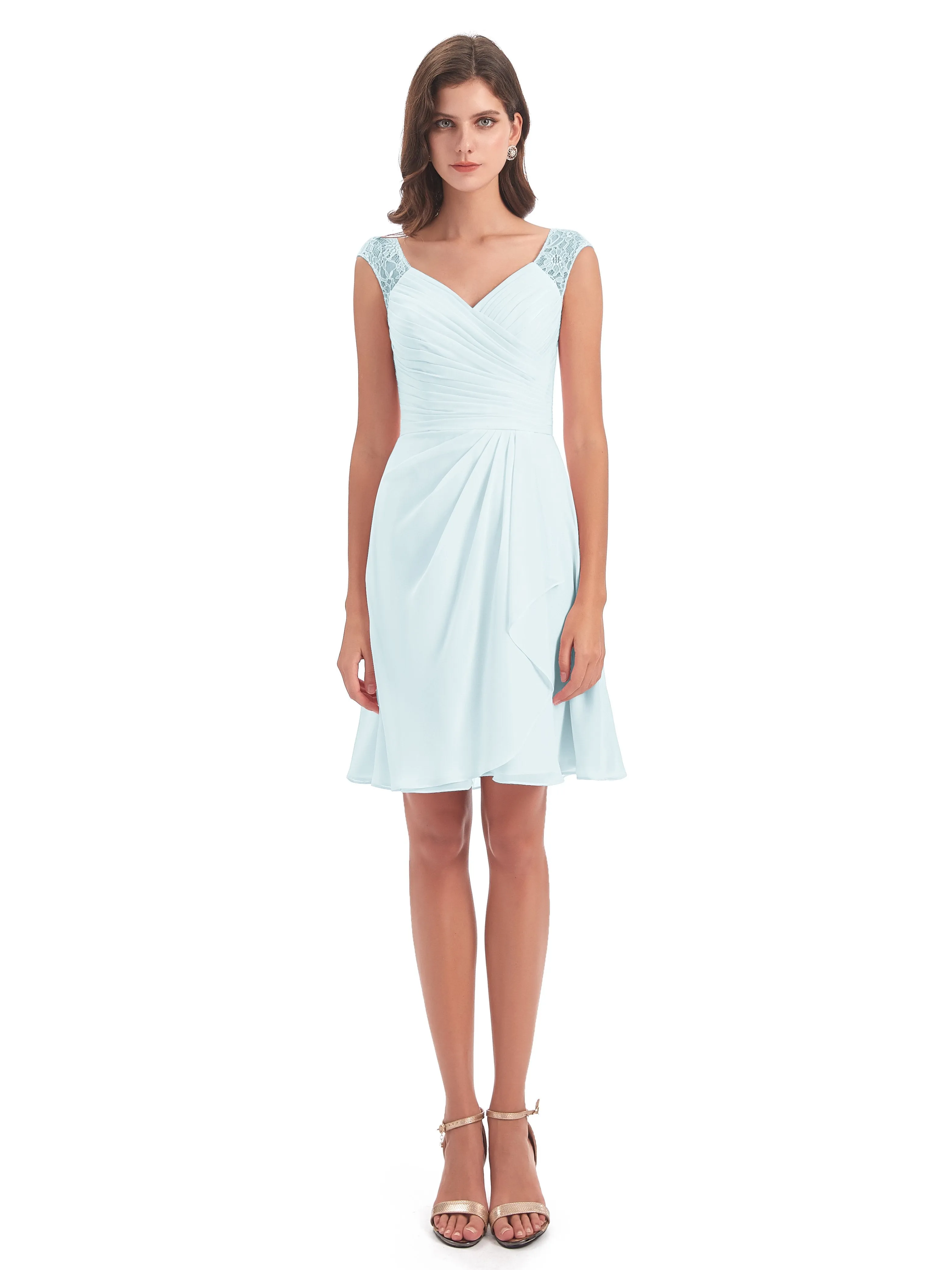 Lace/Chiffon A-line Short Bridesmaid Dresses