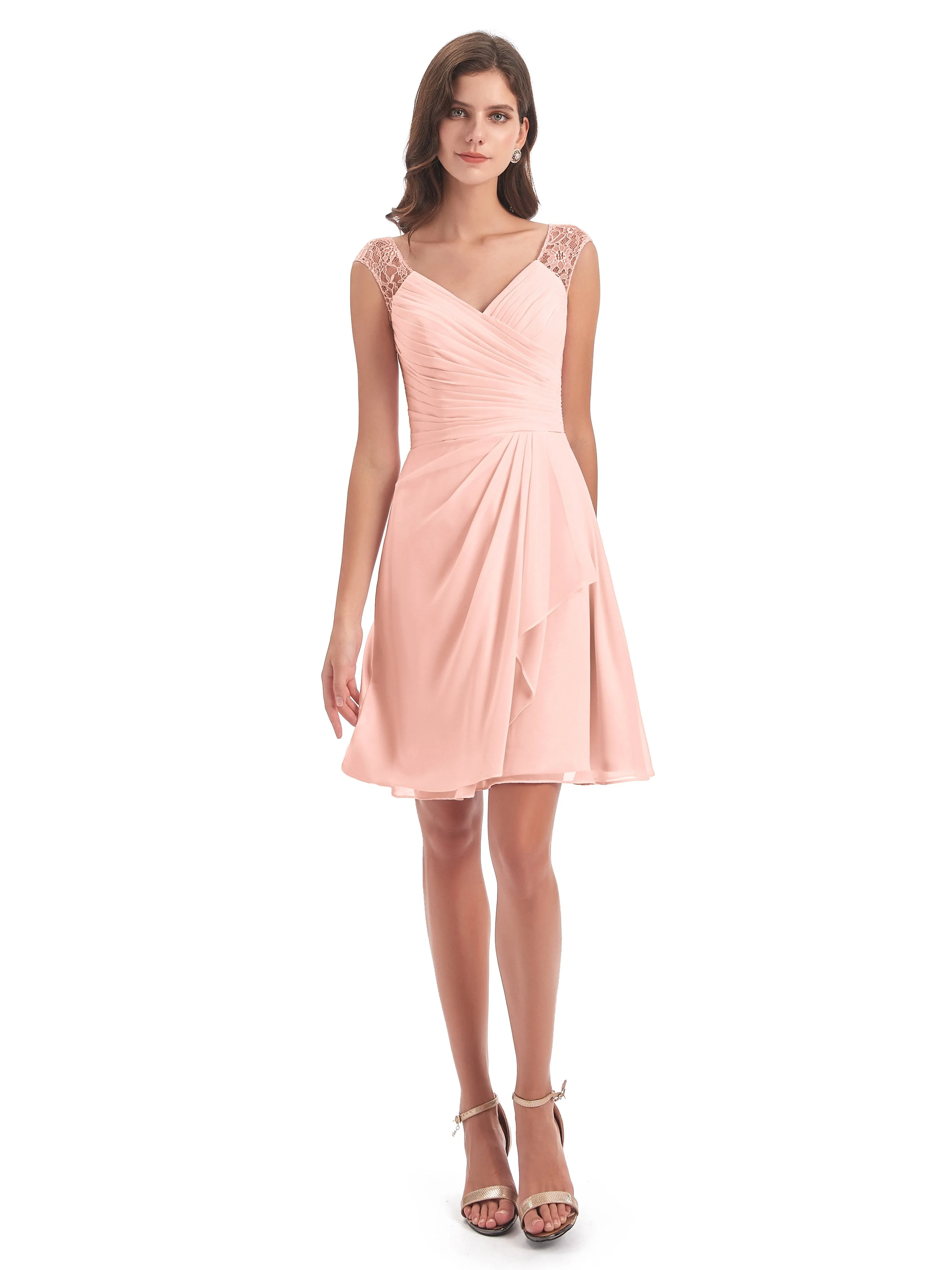 Lace/Chiffon A-line Short Bridesmaid Dresses