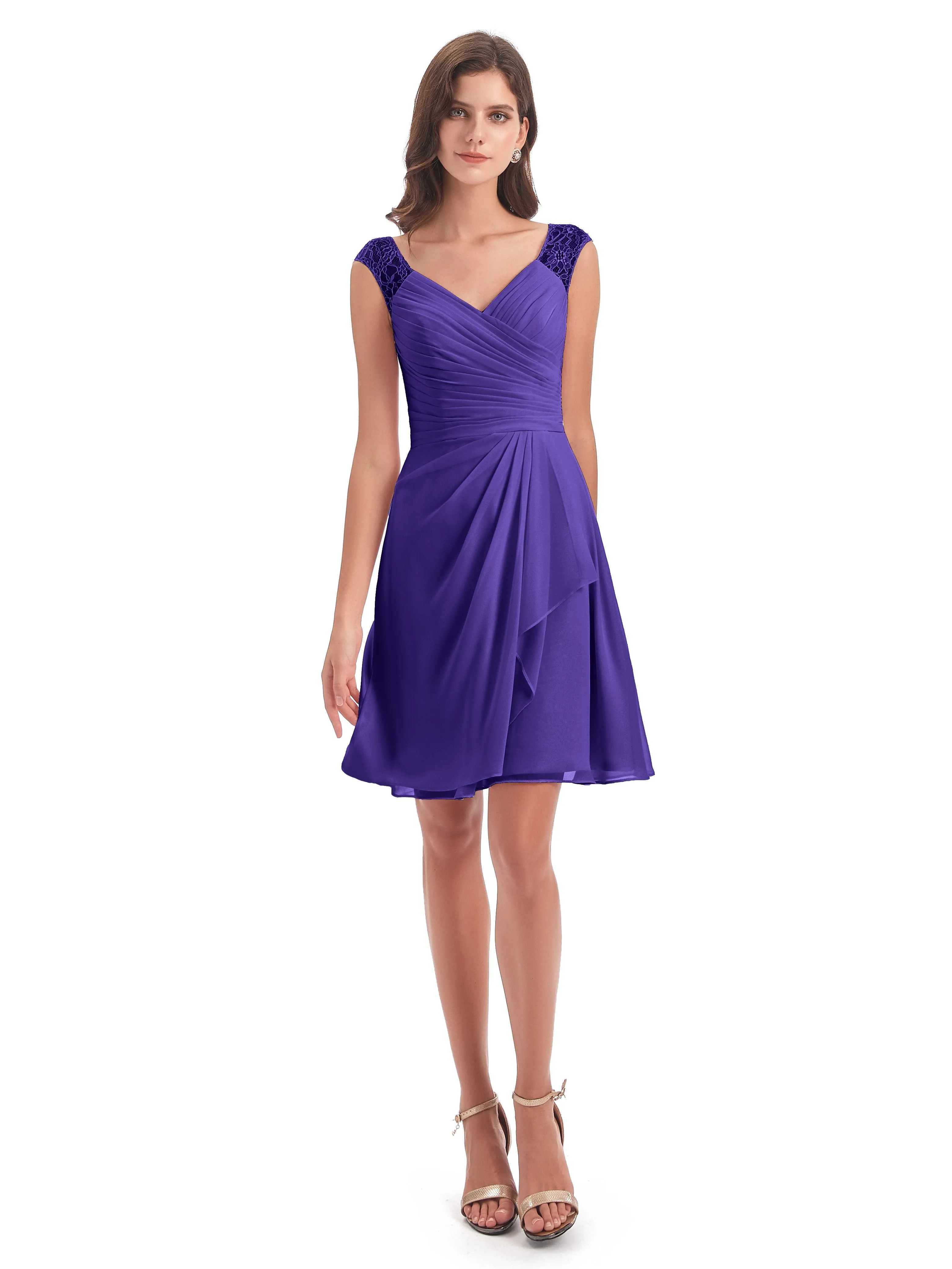 Lace/Chiffon A-line Short Bridesmaid Dresses