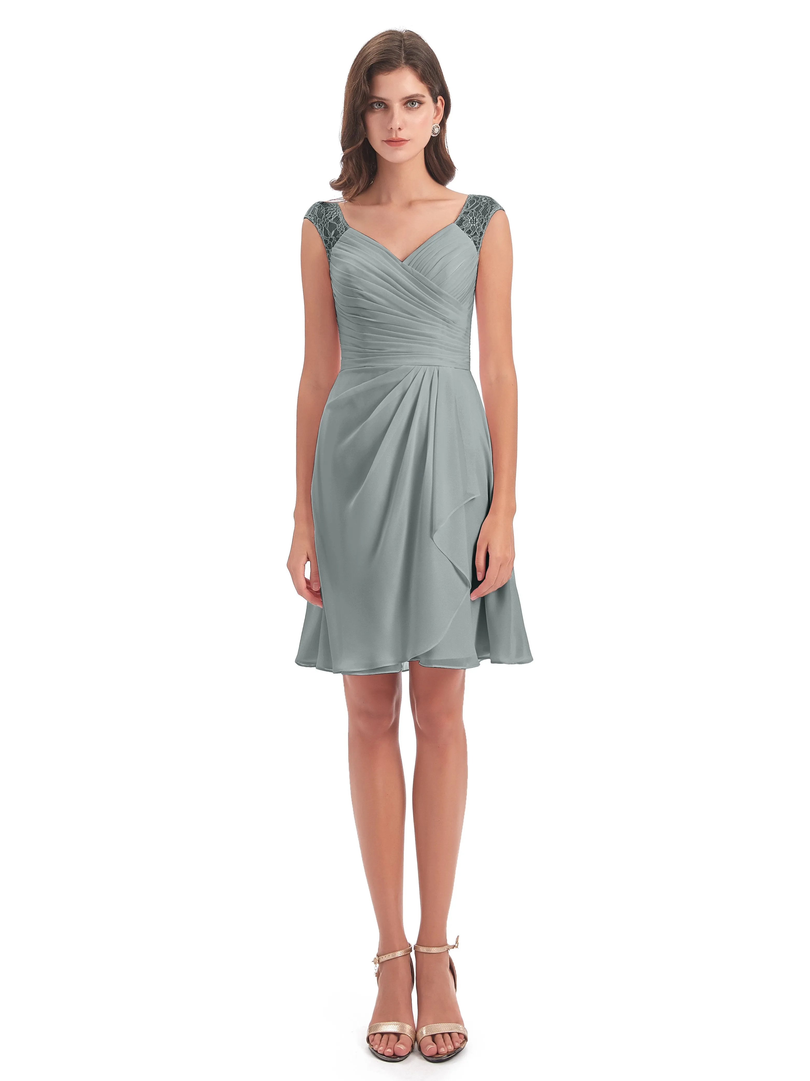 Lace/Chiffon A-line Short Bridesmaid Dresses