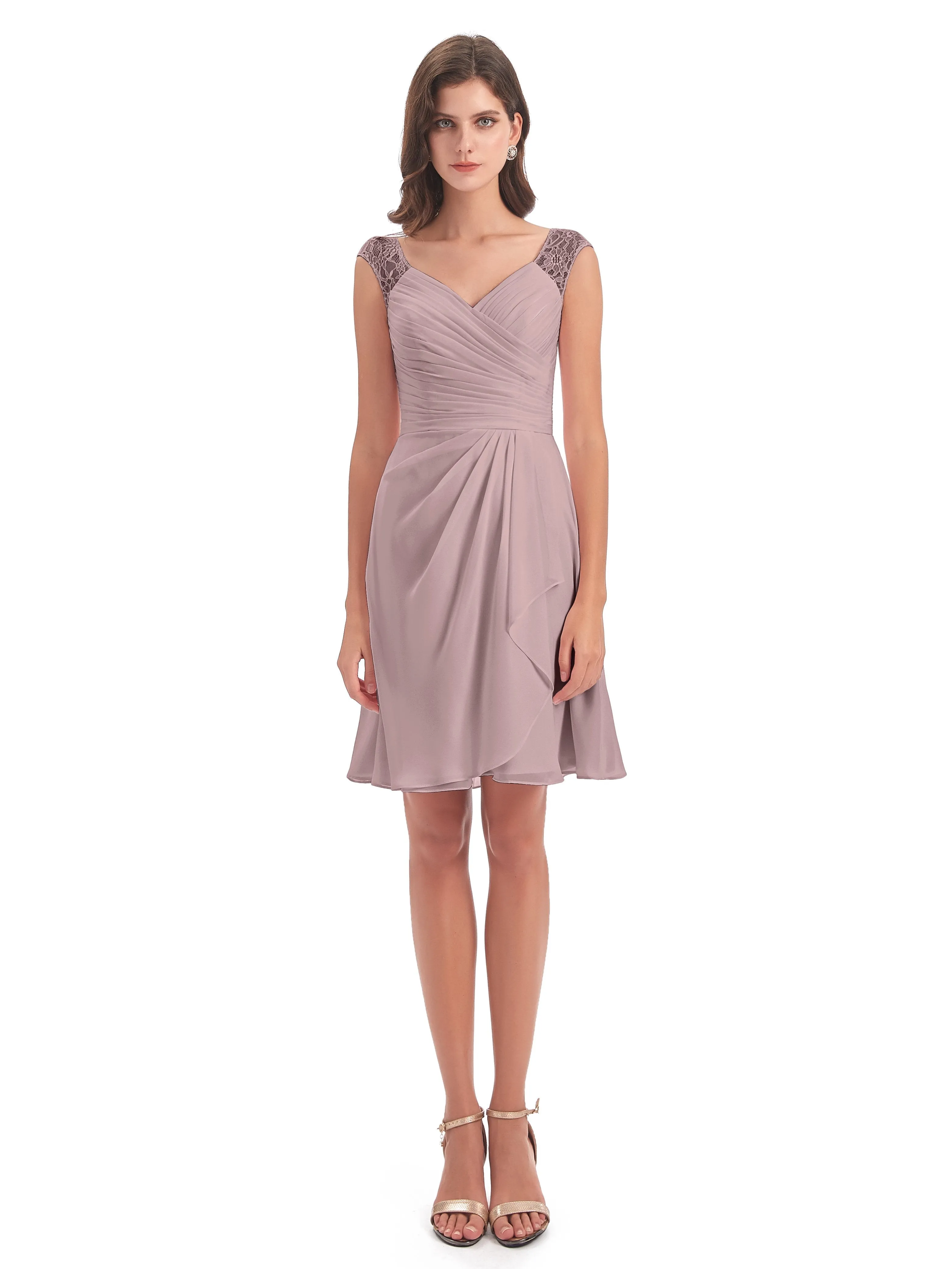 Lace/Chiffon A-line Short Bridesmaid Dresses