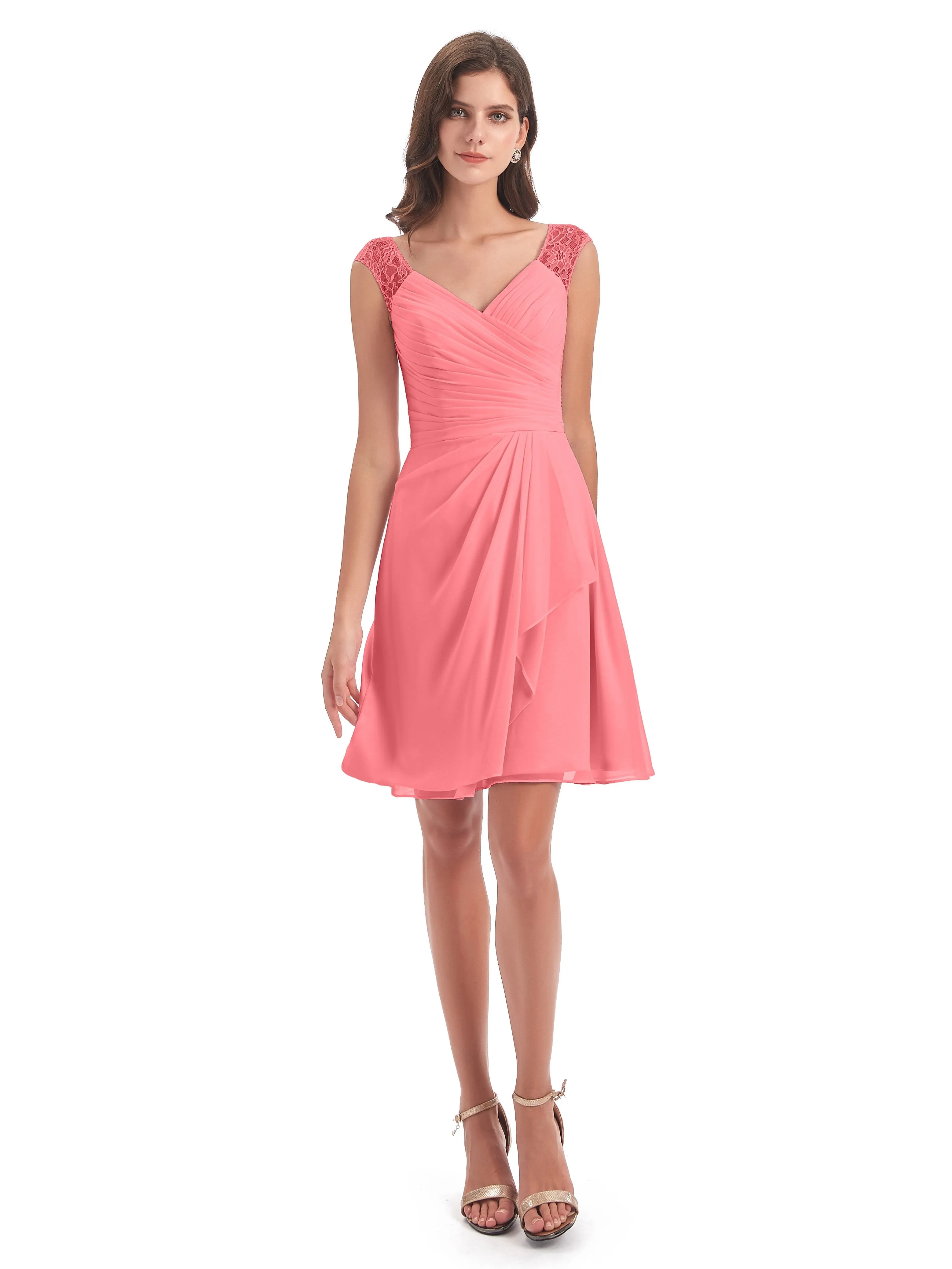 Lace/Chiffon A-line Short Bridesmaid Dresses