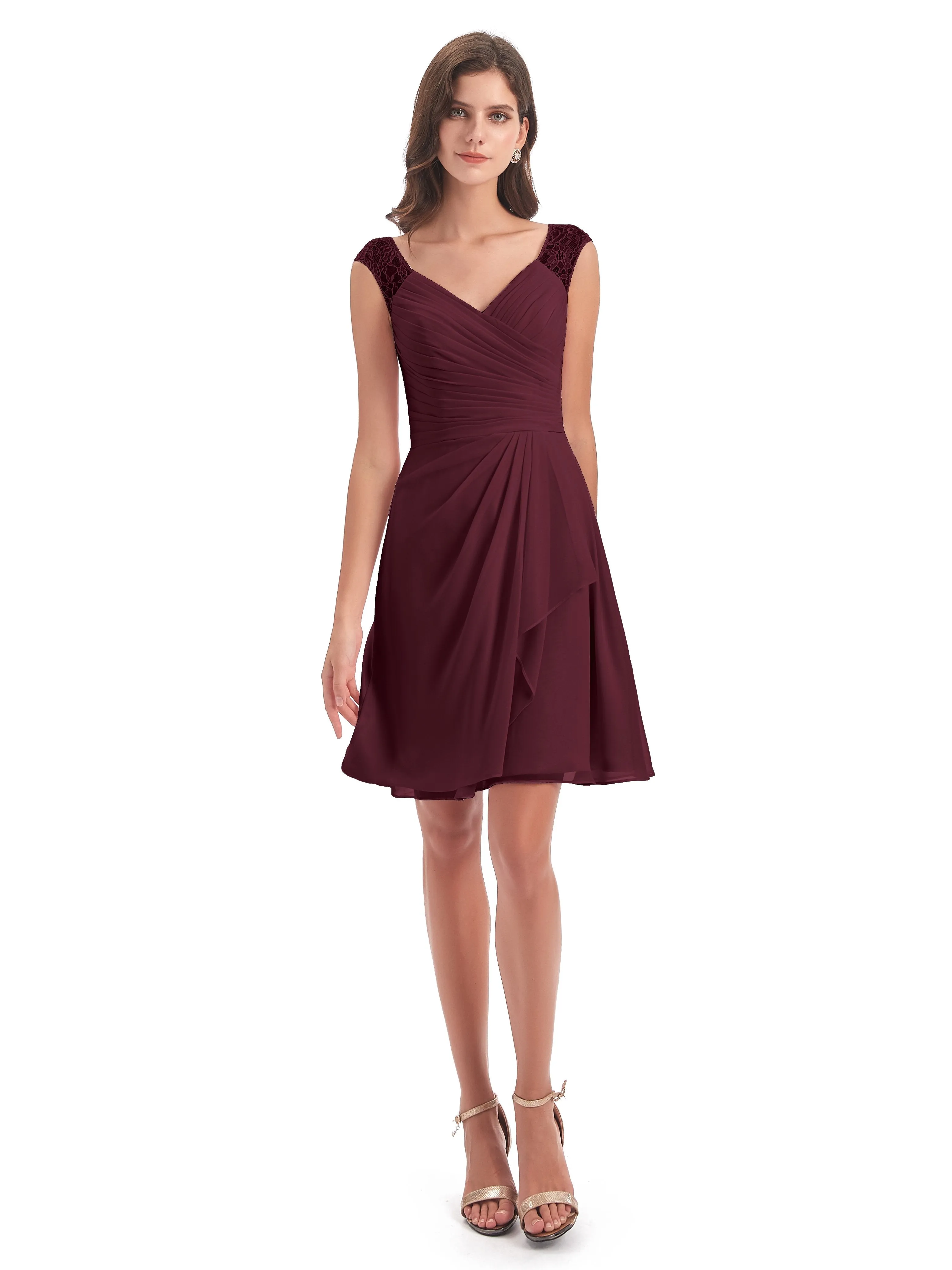 Lace/Chiffon A-line Short Bridesmaid Dresses