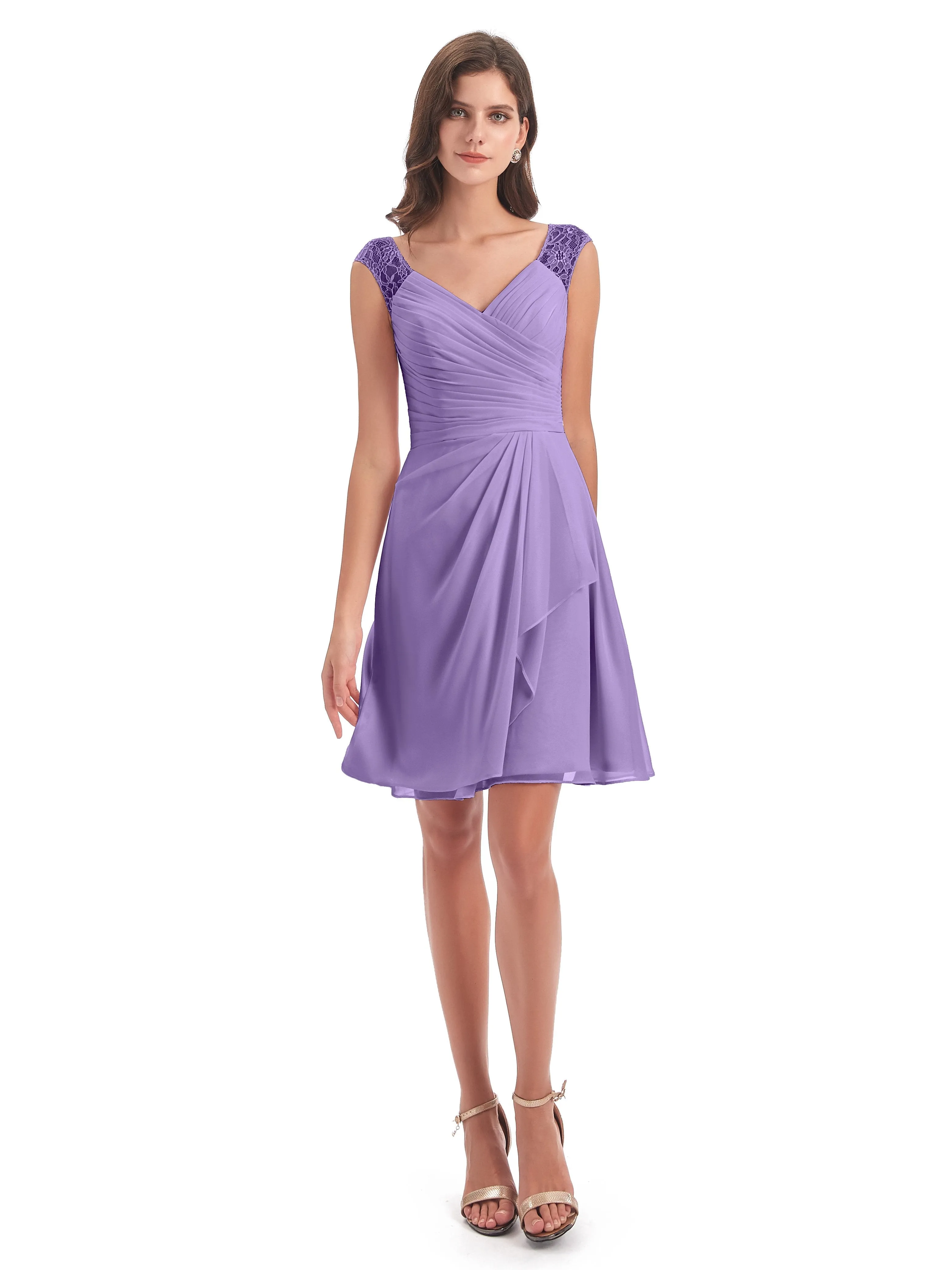 Lace/Chiffon A-line Short Bridesmaid Dresses