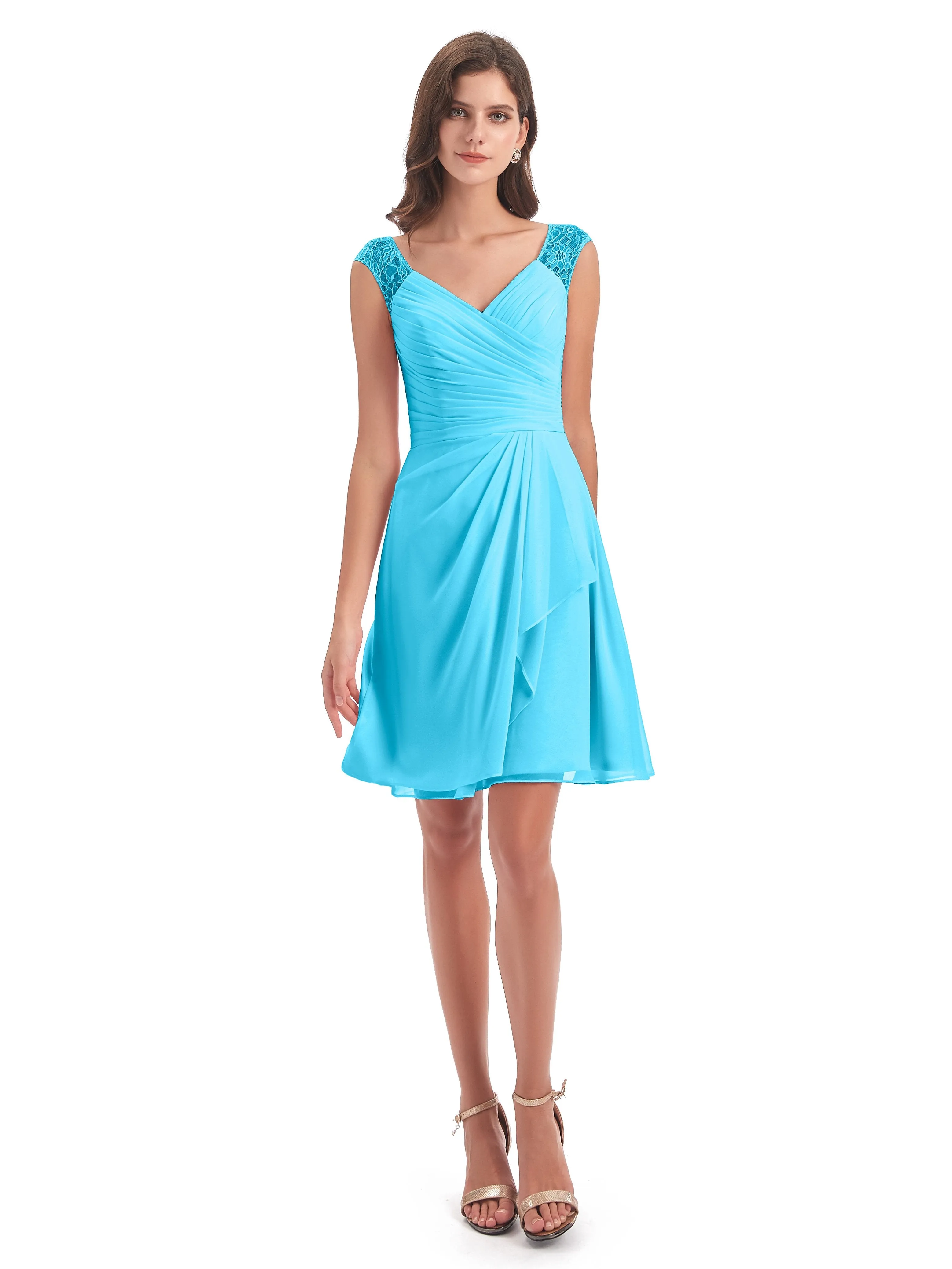 Lace/Chiffon A-line Short Bridesmaid Dresses