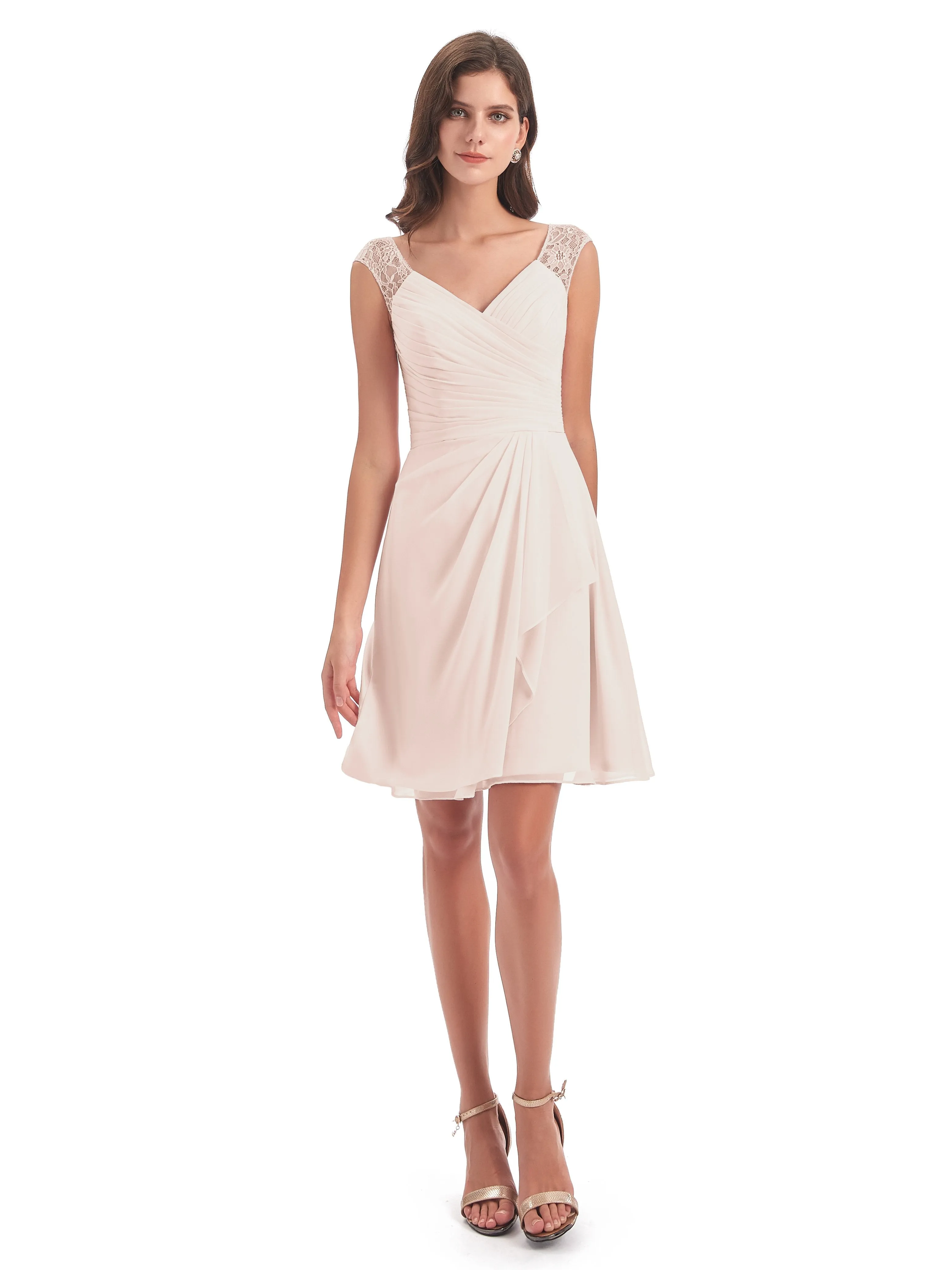 Lace/Chiffon A-line Short Bridesmaid Dresses