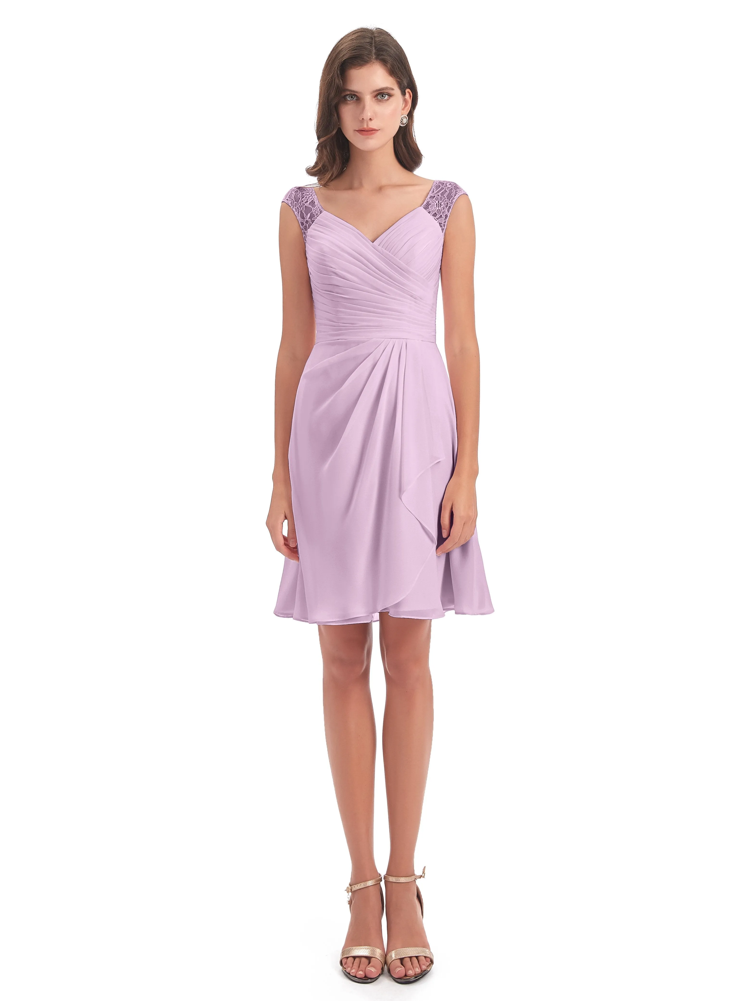 Lace/Chiffon A-line Short Bridesmaid Dresses