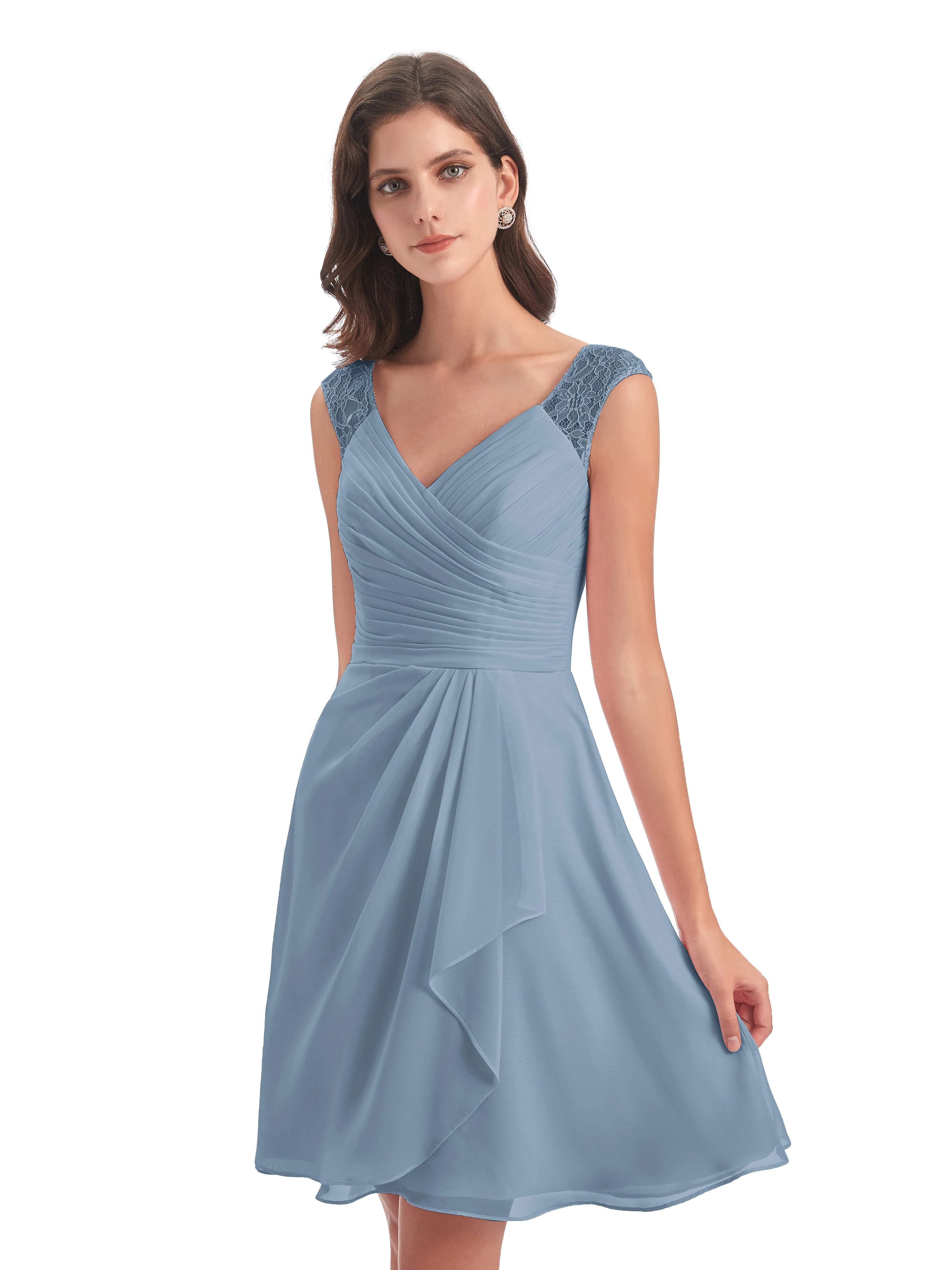 Lace/Chiffon A-line Short Bridesmaid Dresses