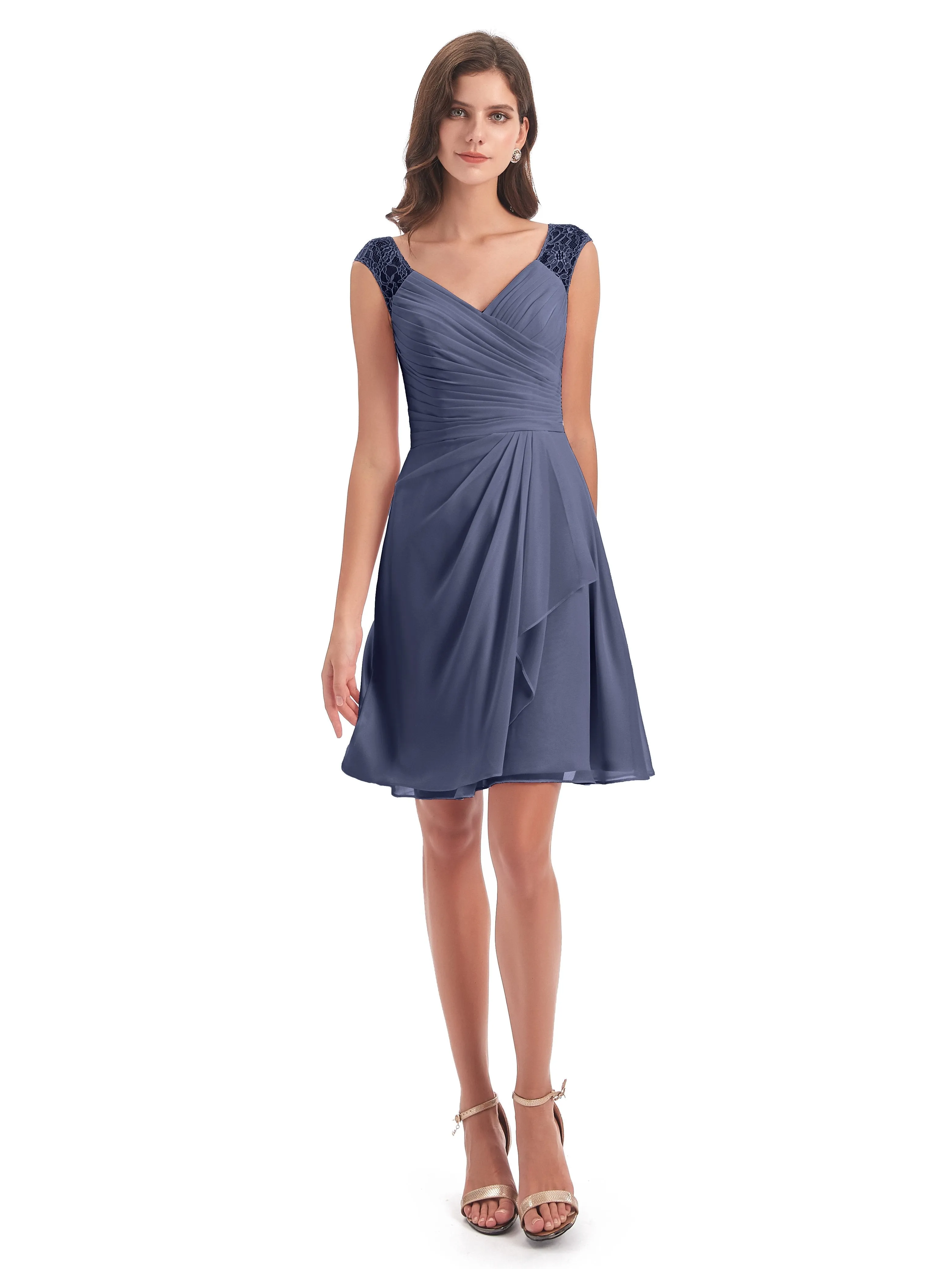 Lace/Chiffon A-line Short Bridesmaid Dresses