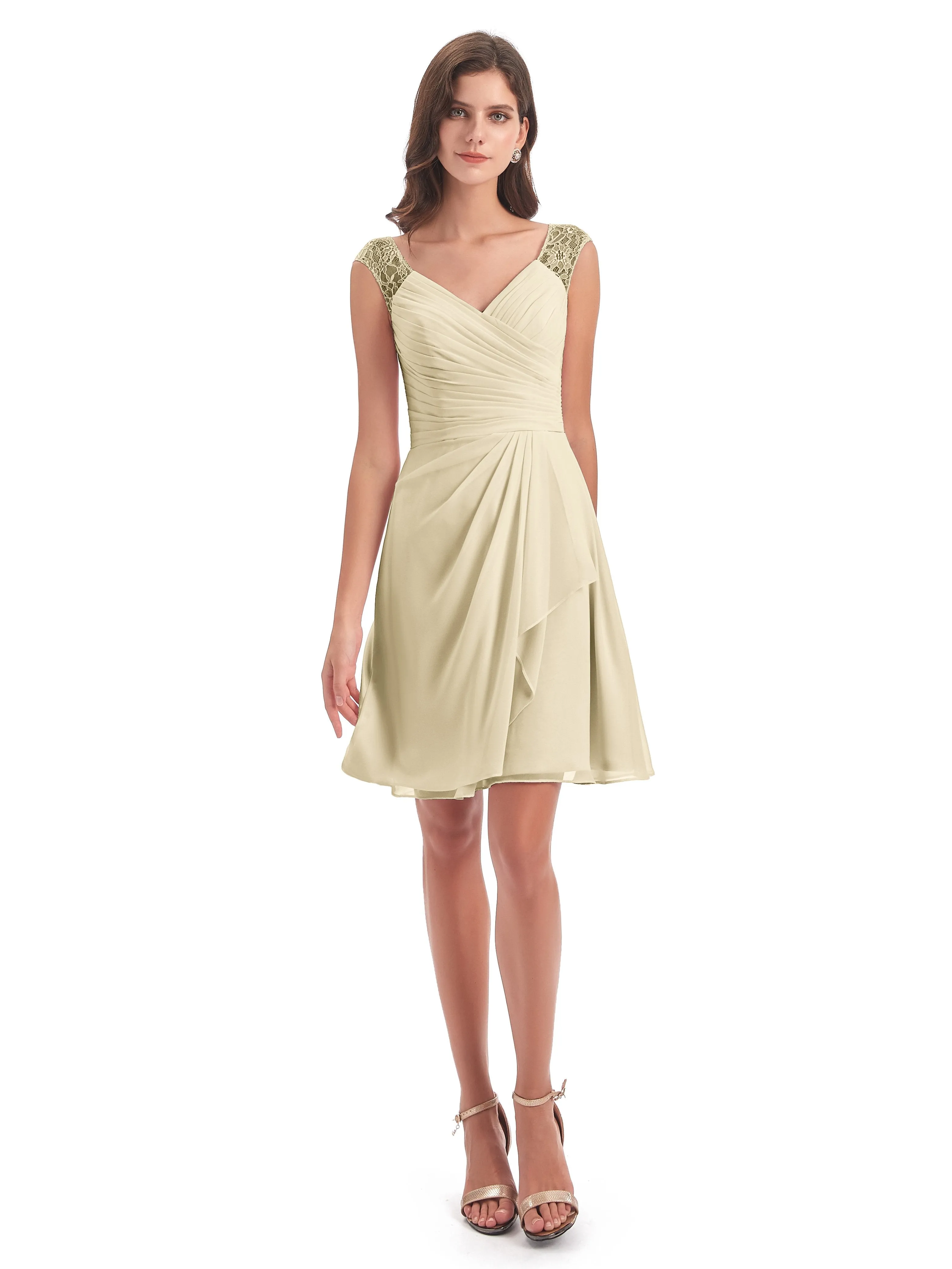 Lace/Chiffon A-line Short Bridesmaid Dresses