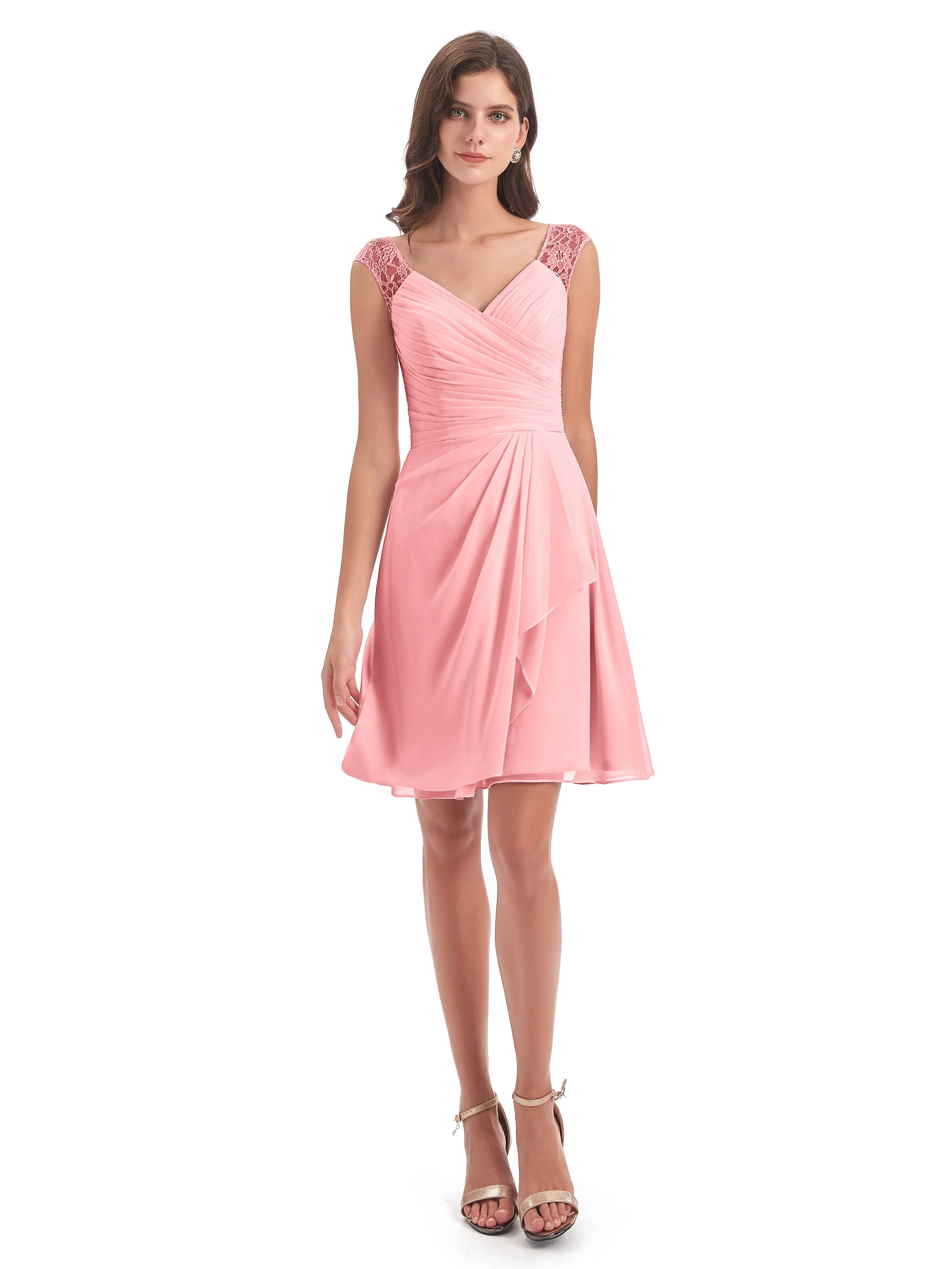 Lace/Chiffon A-line Short Bridesmaid Dresses