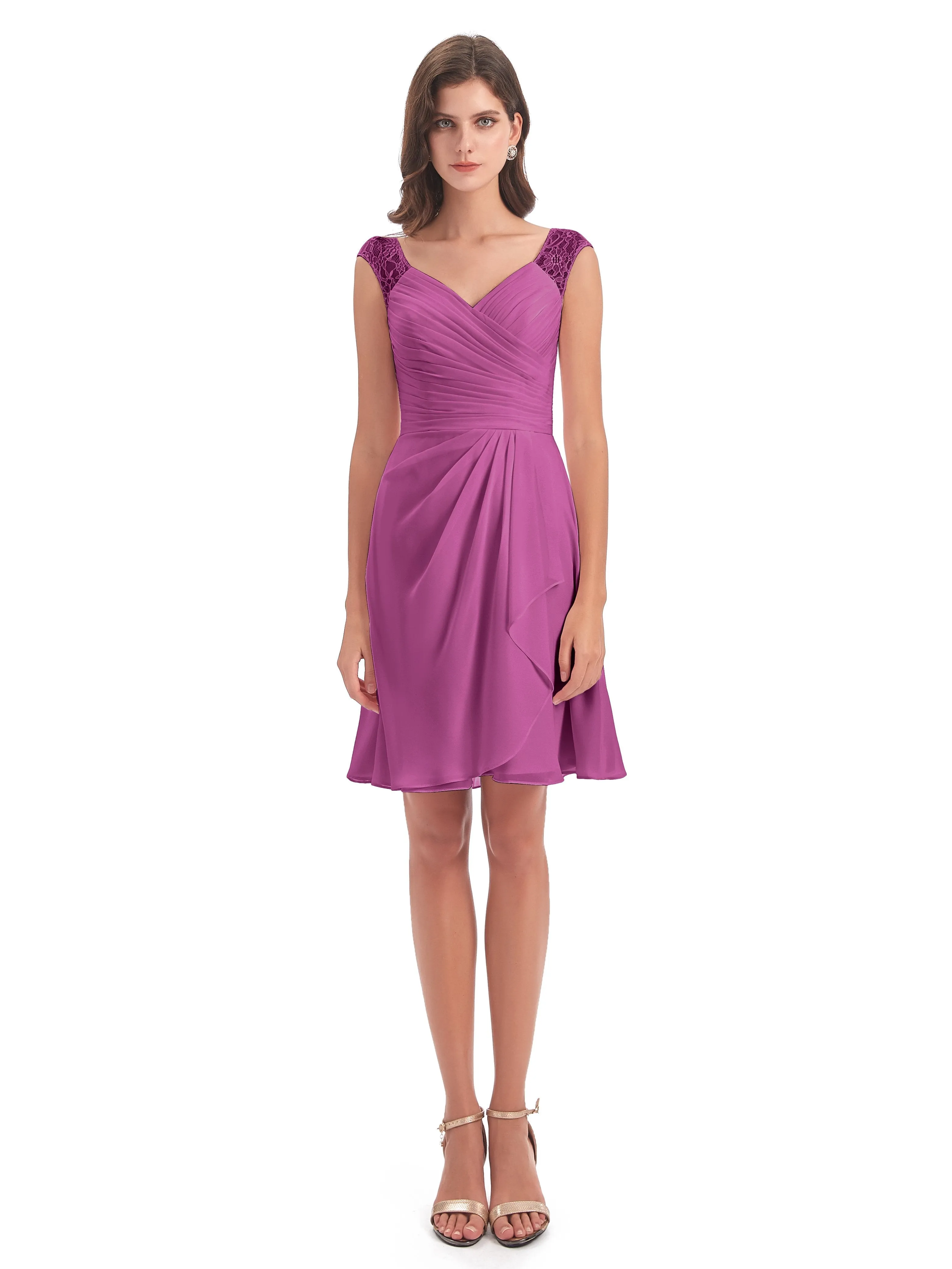 Lace/Chiffon A-line Short Bridesmaid Dresses