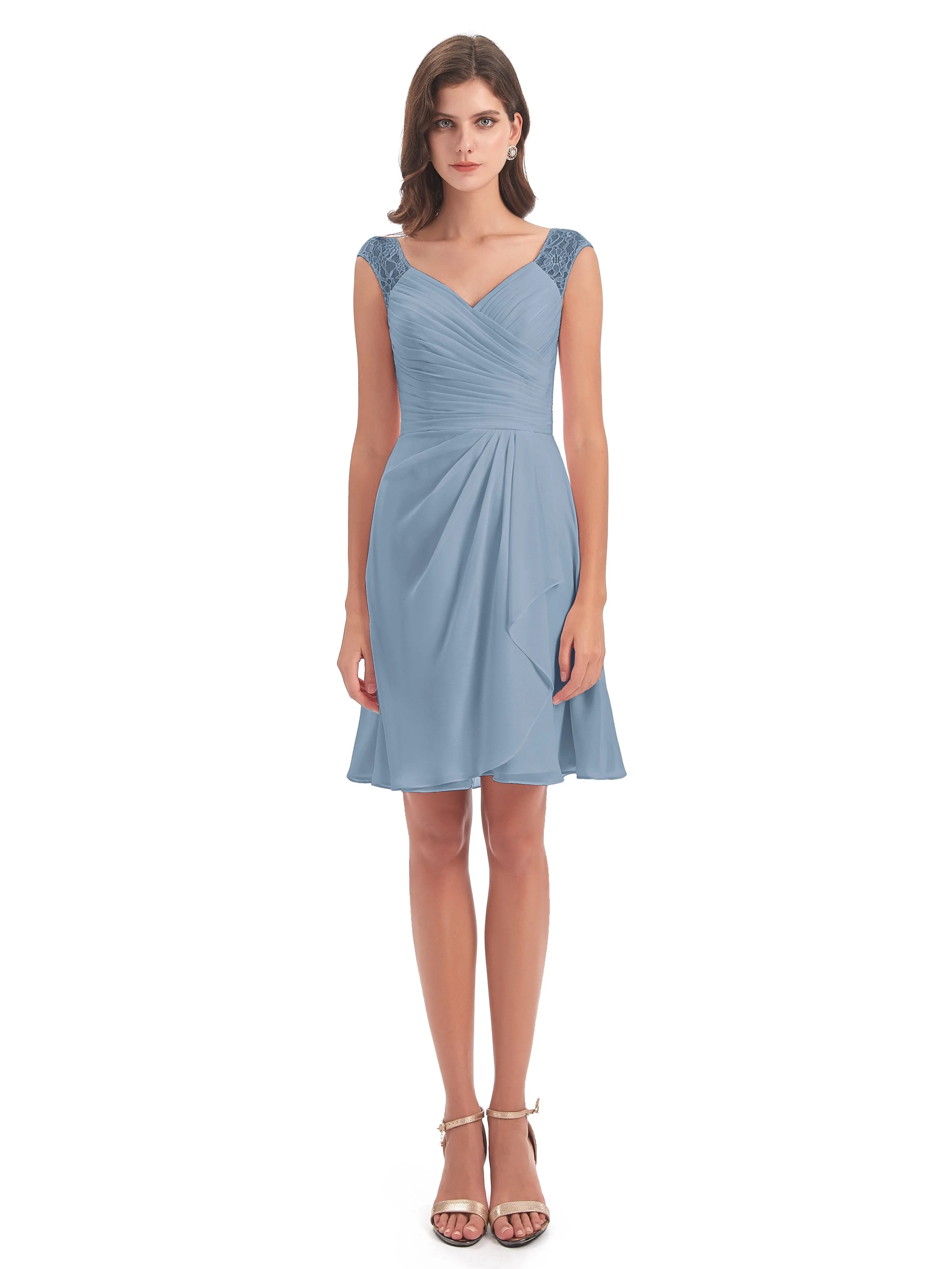 Lace/Chiffon A-line Short Bridesmaid Dresses