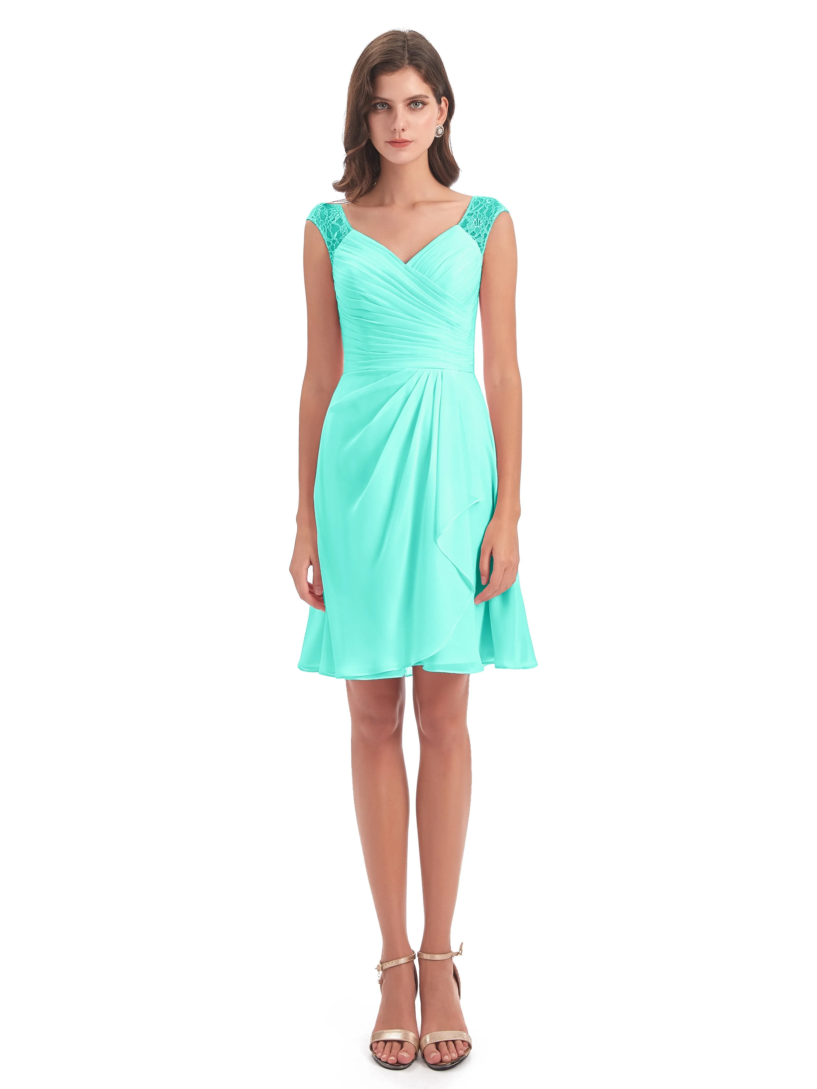 Lace/Chiffon A-line Short Bridesmaid Dresses