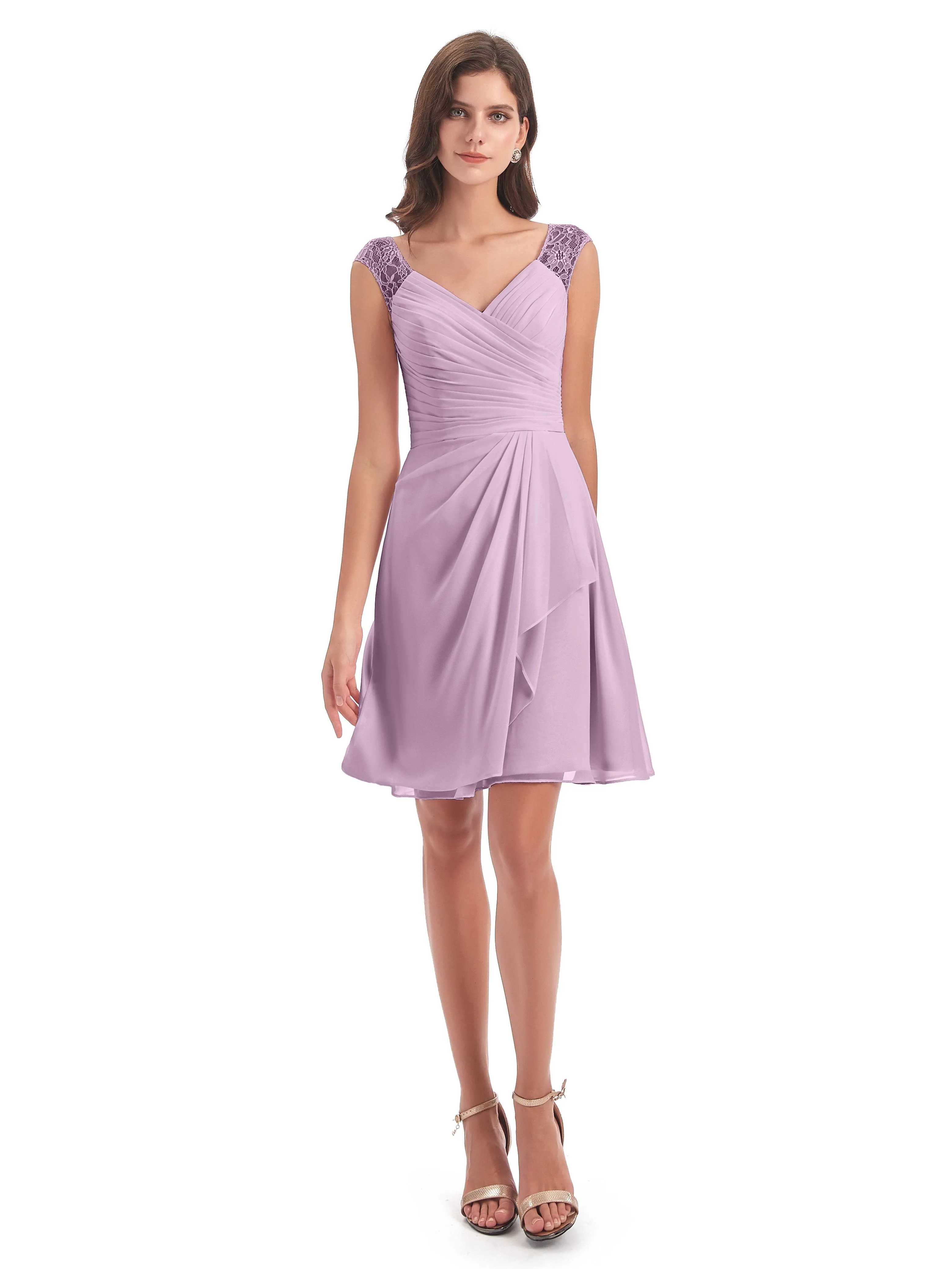 Lace/Chiffon A-line Short Bridesmaid Dresses